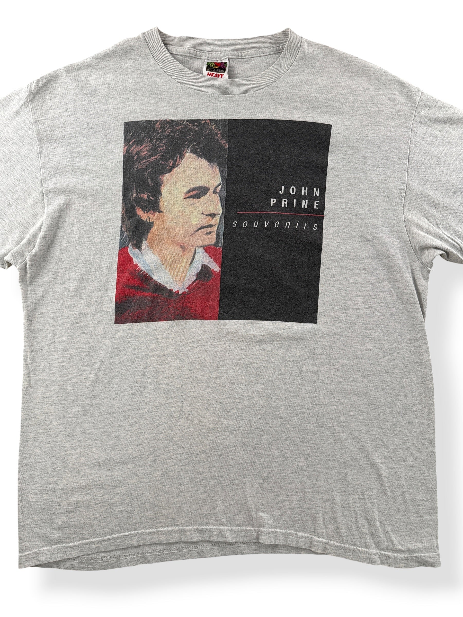 Front Close Up of Vintage John Prine Souvenirs Tour Shirt SZ XL