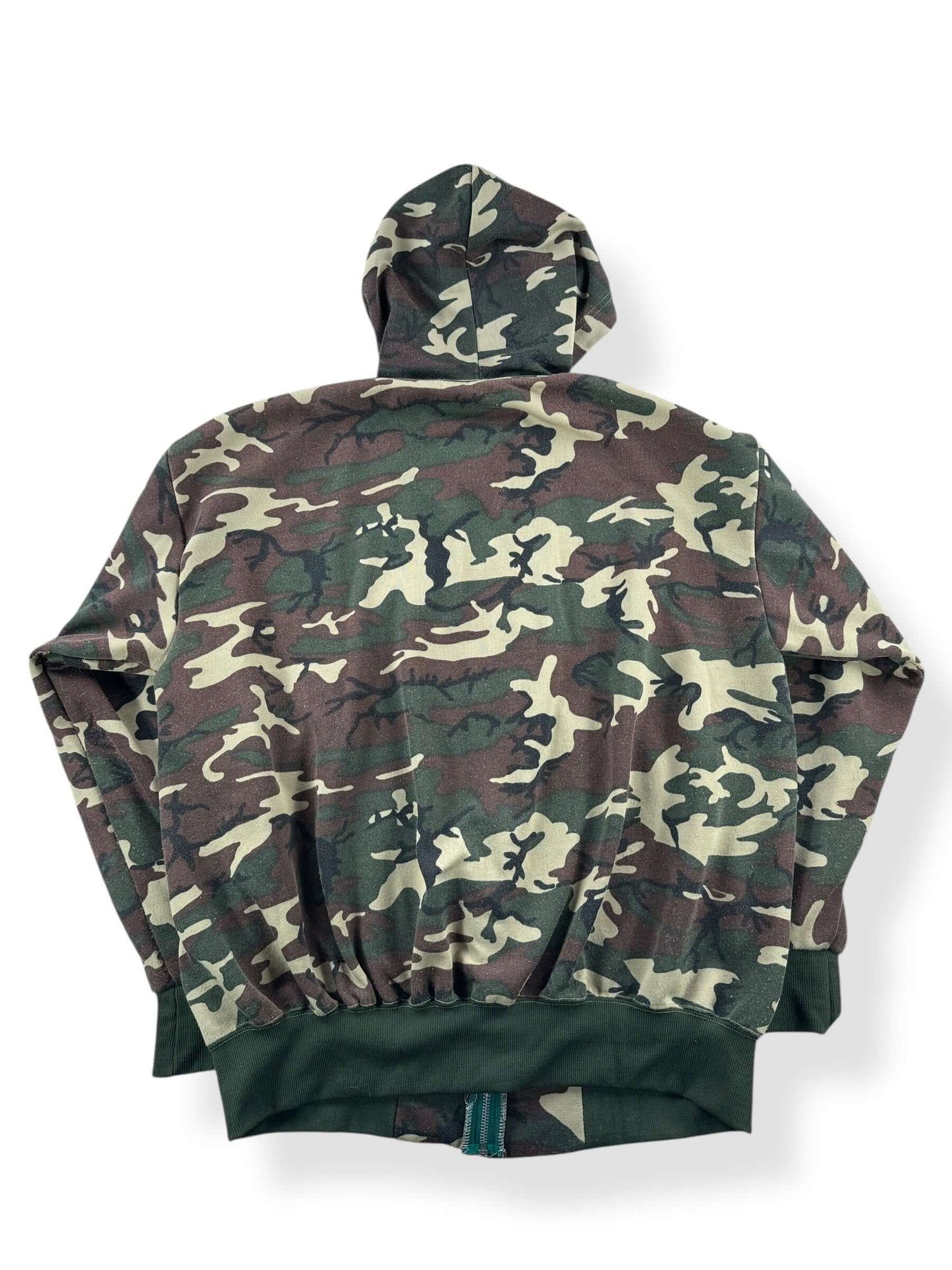 Back of Vintage Camo Waffle Lined Zip Up Sweatshirt SZ XL