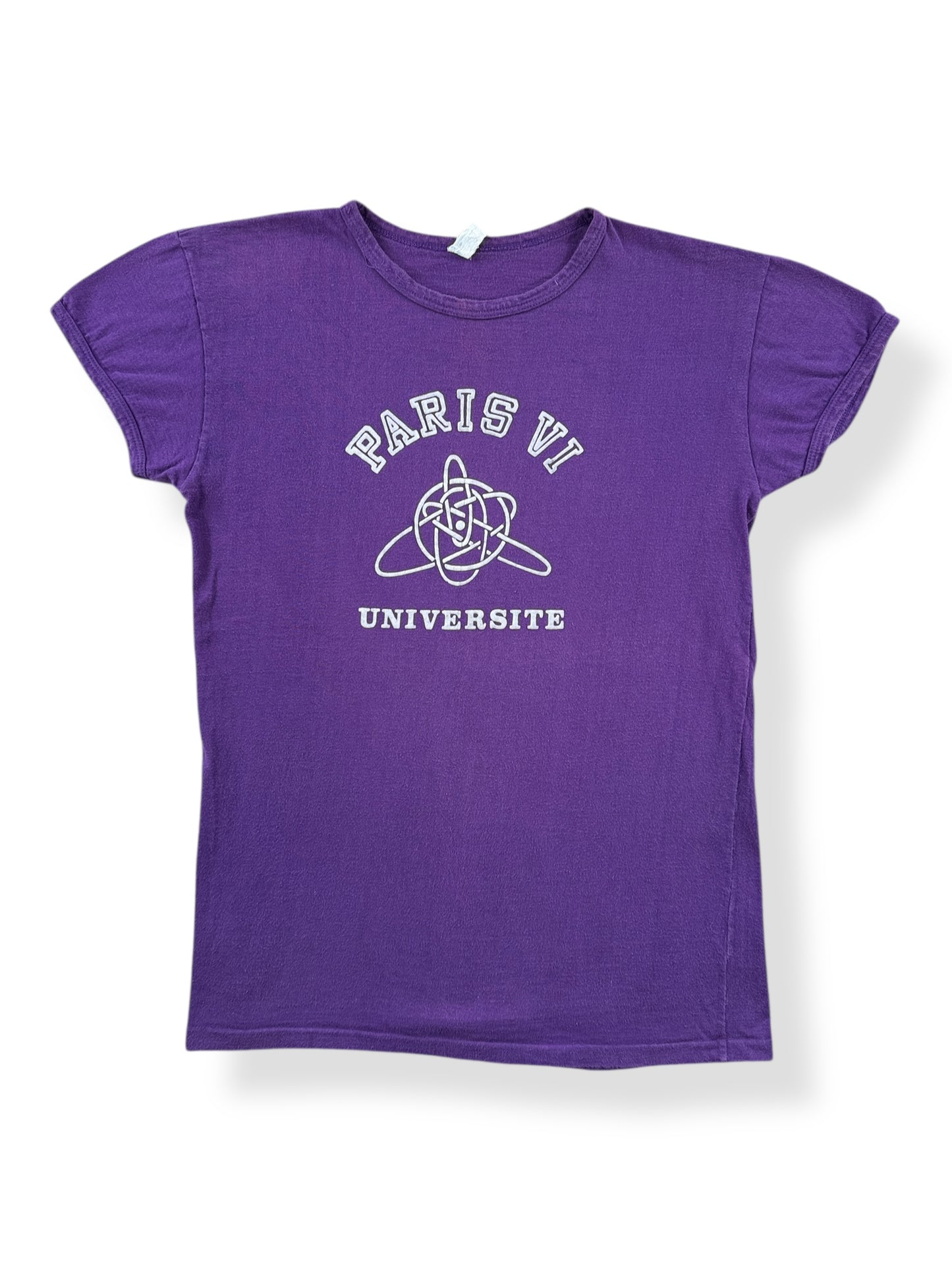 Front of Vintage Flocked Paris Universite Tee SZ M
