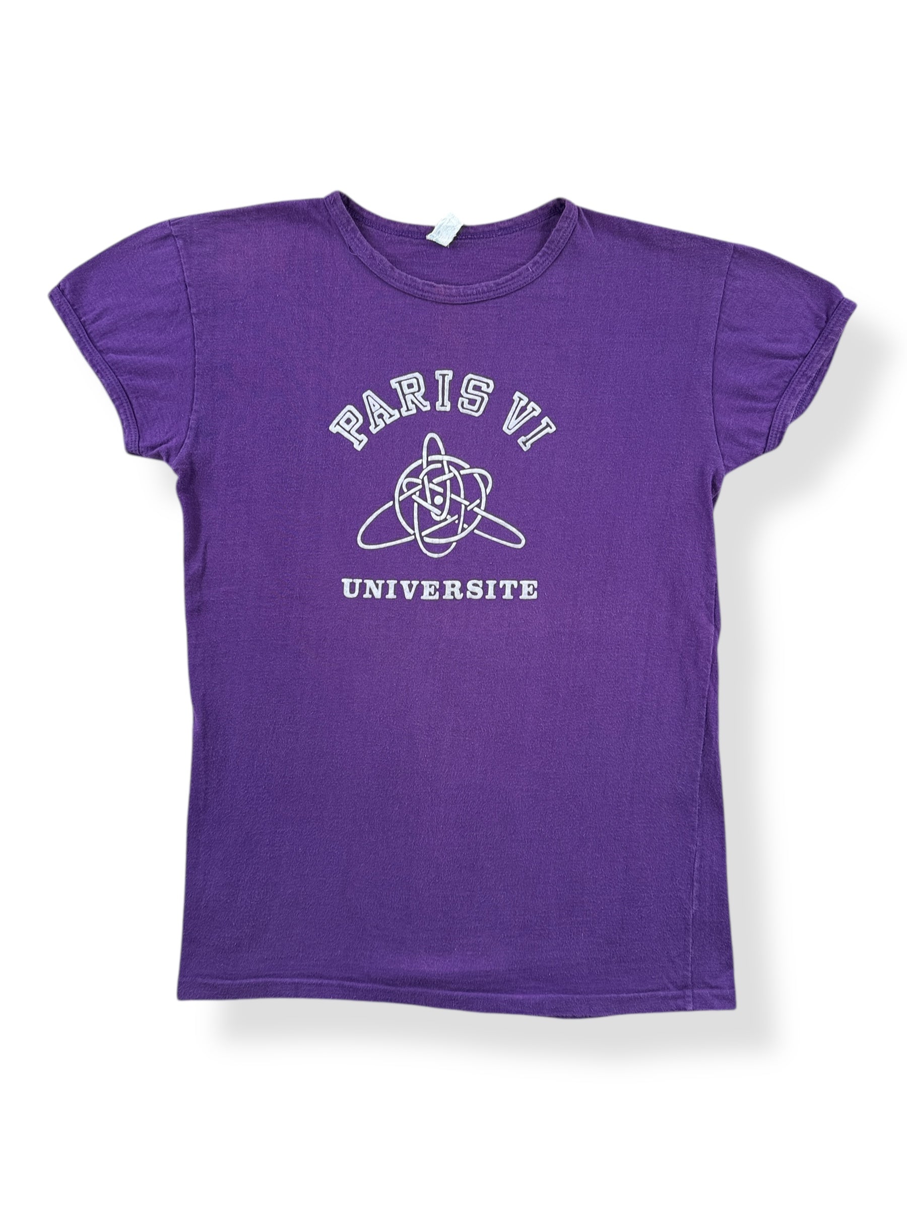 Front of Vintage Flocked Paris Universite Tee SZ M