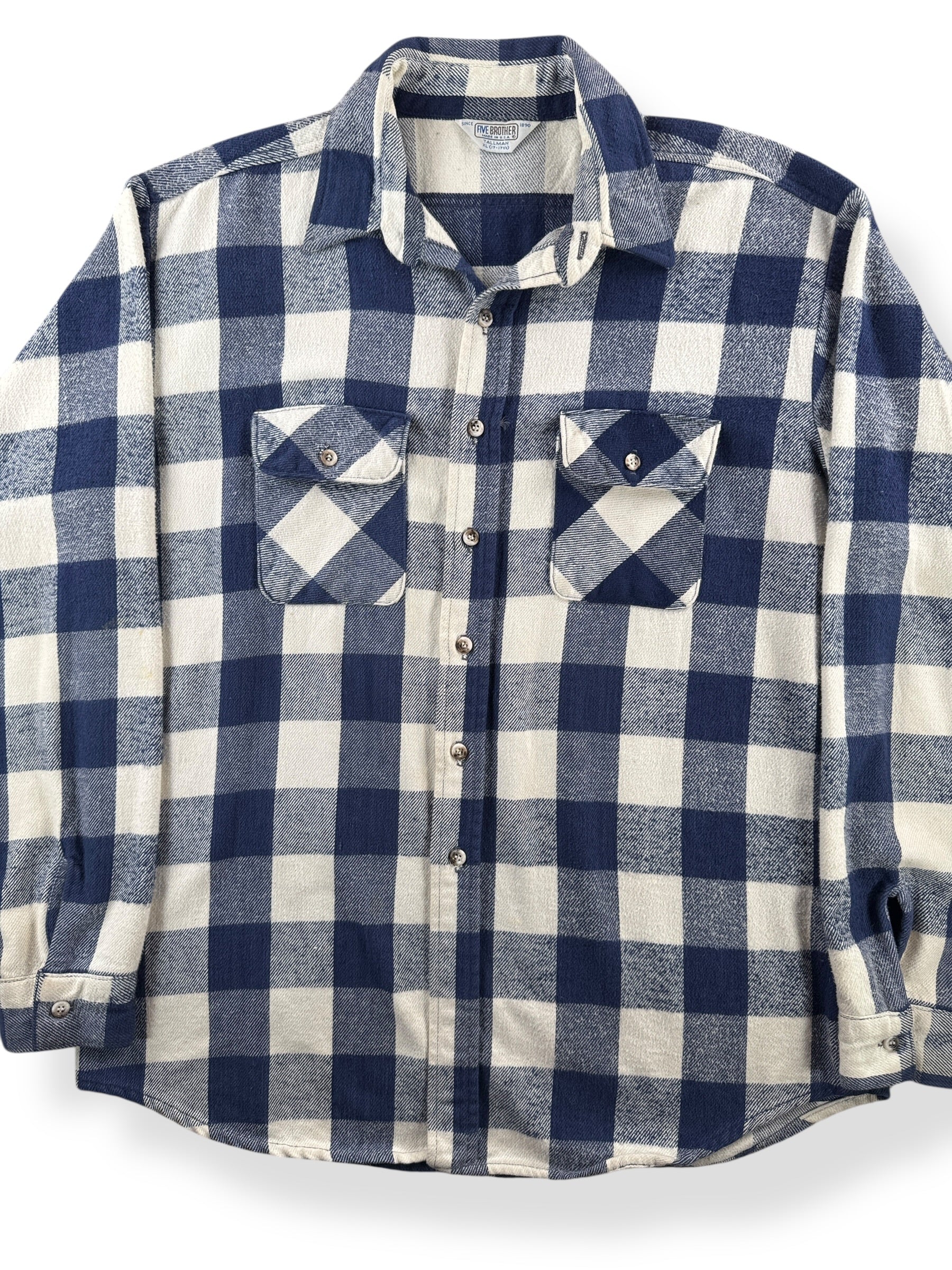 Front Close Up of Vintage Five Brothers Cotton Flannel XL Tall