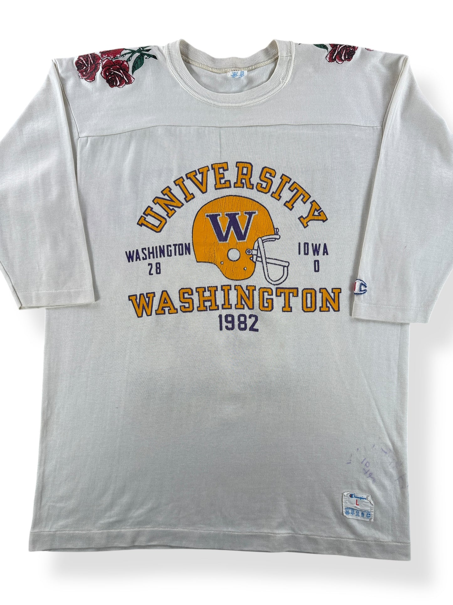Front Close Up of Vintage '82 Huskies Rose Bowl Champion Durene SZ L