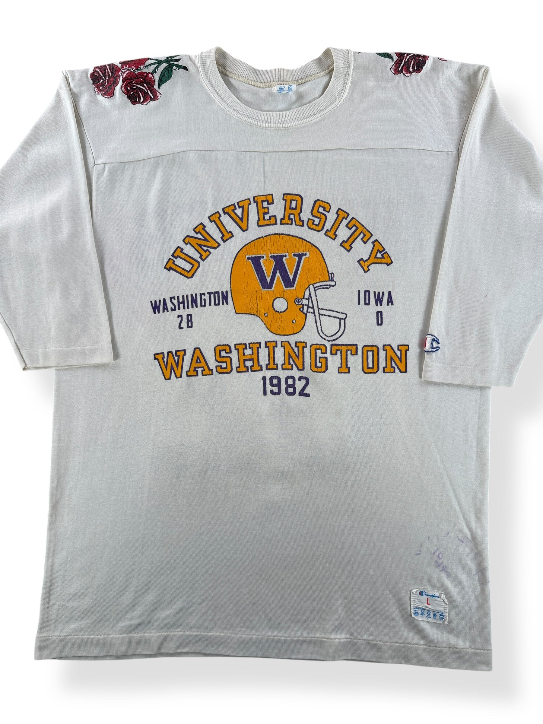 Front Close Up of Vintage '82 Huskies Rose Bowl Champion Durene SZ L