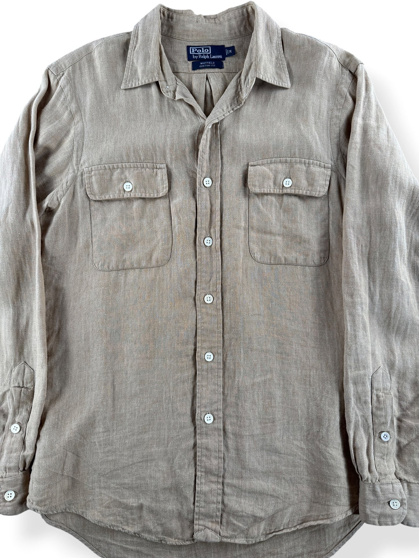 Close-up of Vintage Polo Ralph Lauren HBT Button Up Shirt SZ M