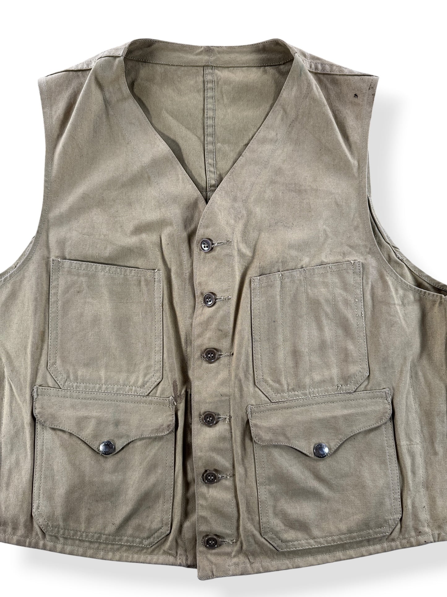 Front Close Up of Vintage 50s Filson's Vest SZ L