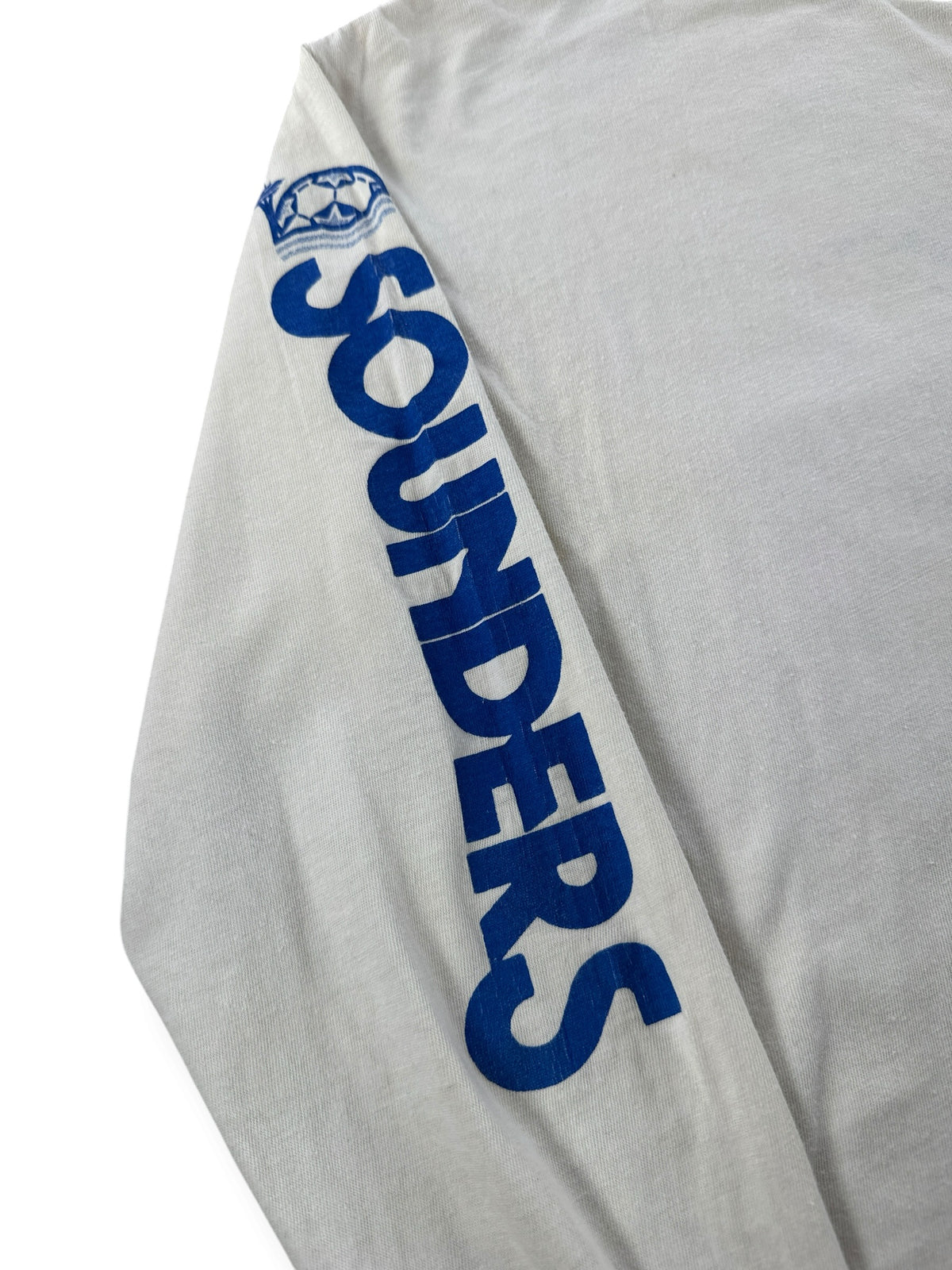 Sleeve graphic on Vintage 80s Sounders Signed LS Tee SZ L