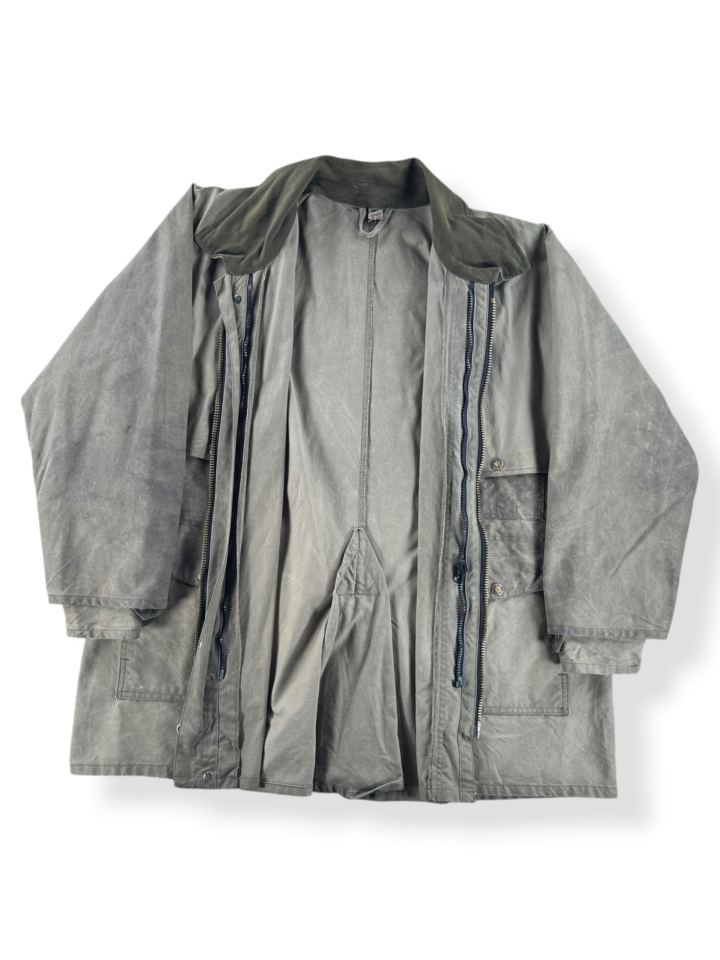 Inside of Filson Shelter Cloth Waxed Cotton Packer Jacket SZ XL