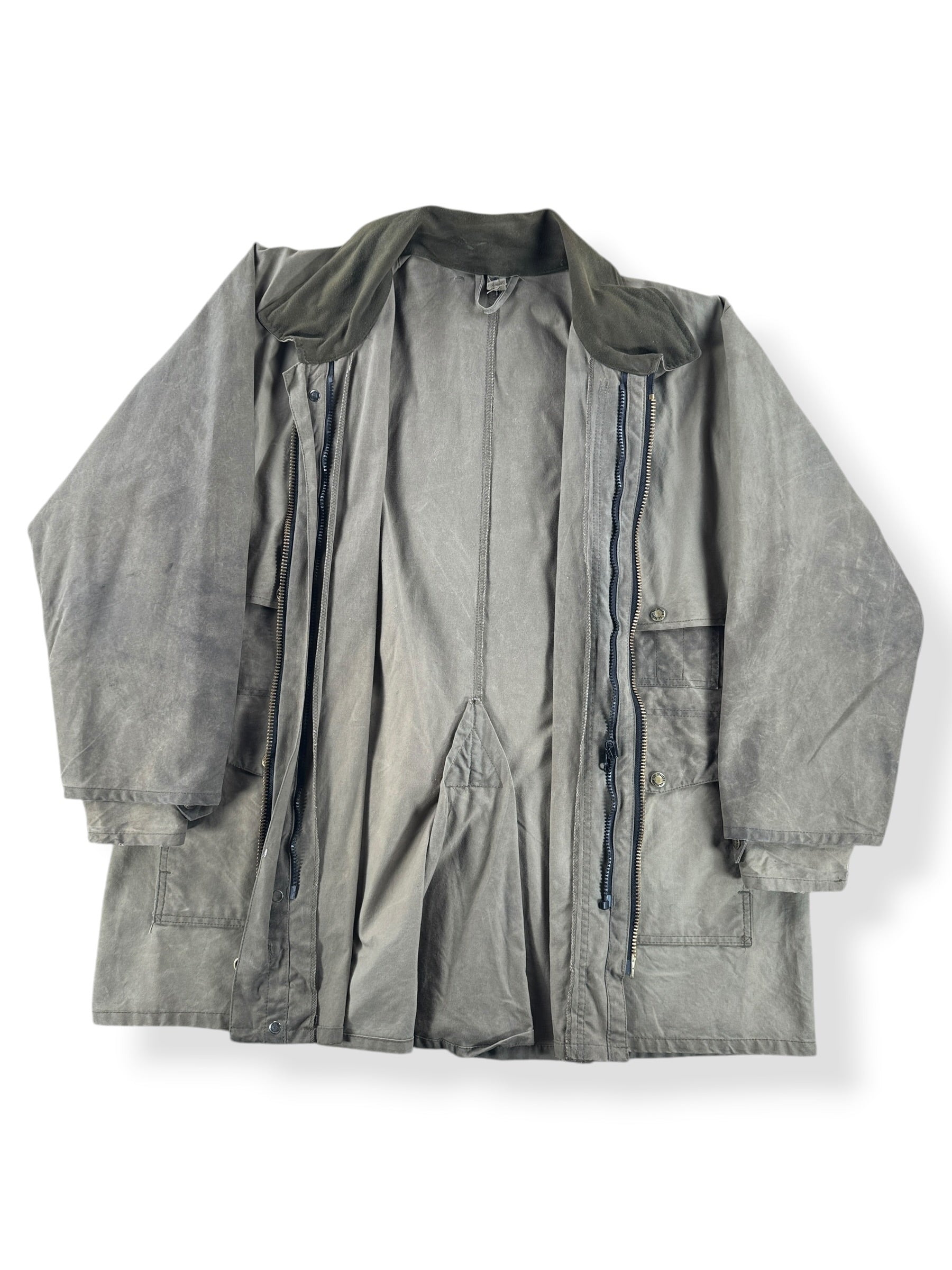 Inside of Filson Shelter Cloth Waxed Cotton Packer Jacket SZ XL