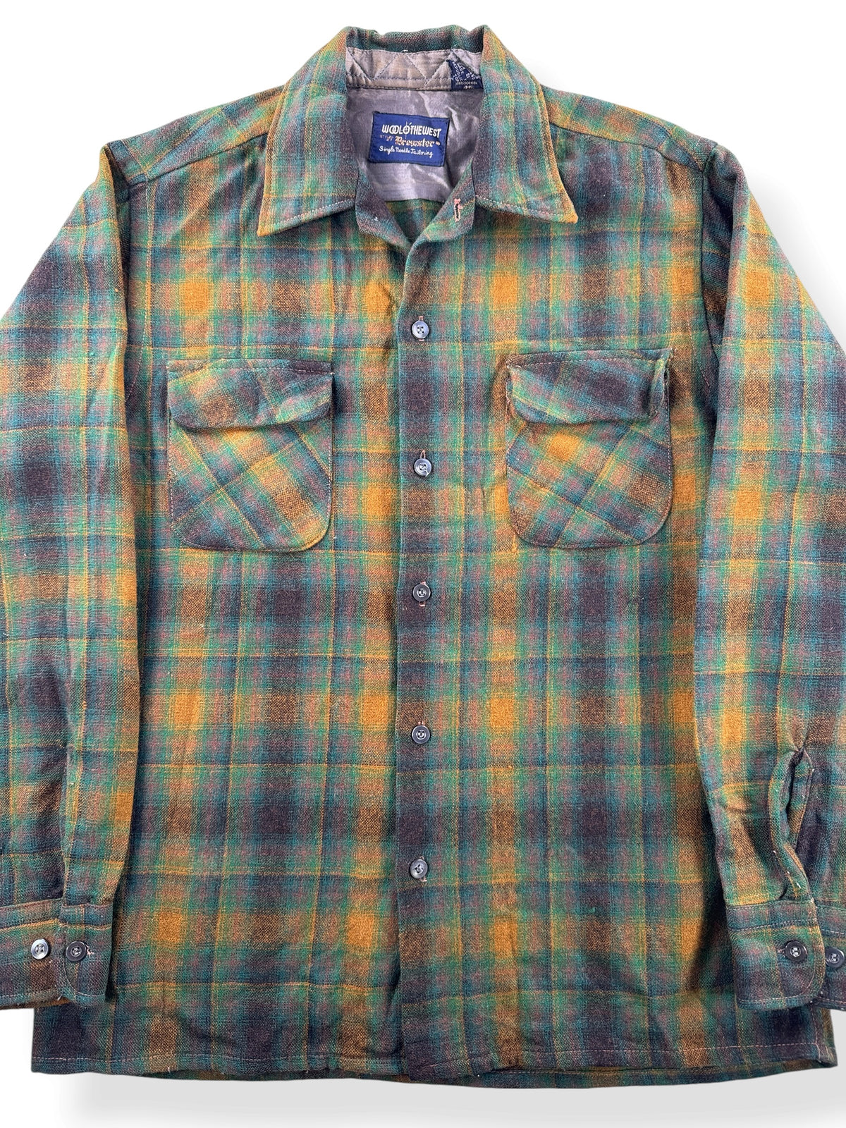 Close-up of Vintage Wool O' The West Shadow Plaid Flannel SZ S