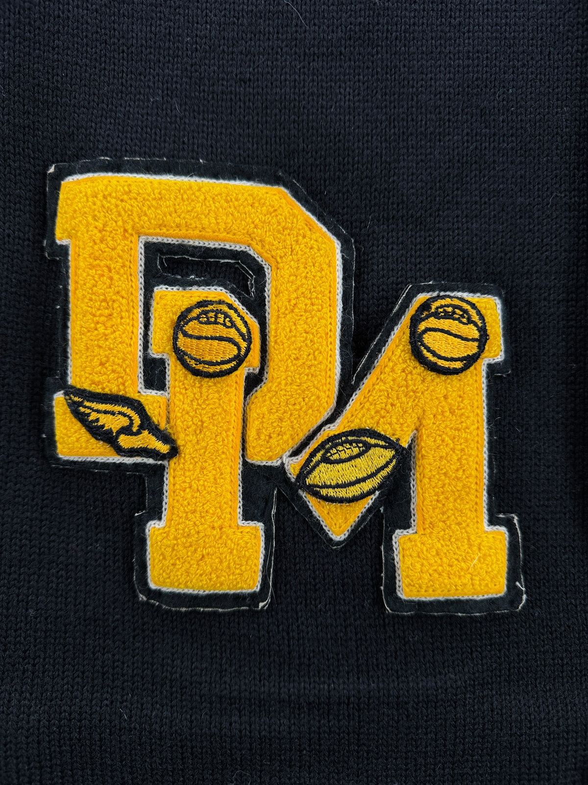 Patch on front of Vintage Wool Lettermans Sweater with Medals + Pins SZ M