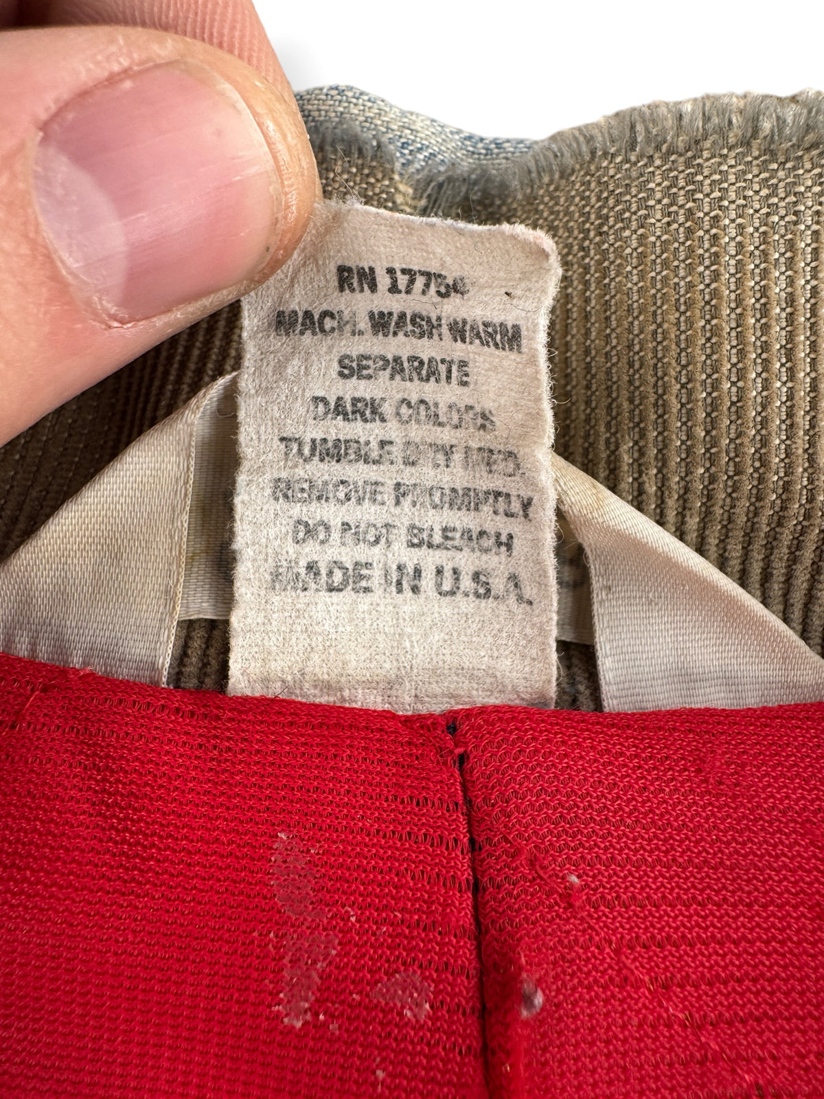 Back of tag on Vintage 70s Faded Key Denim Jacket SZ L