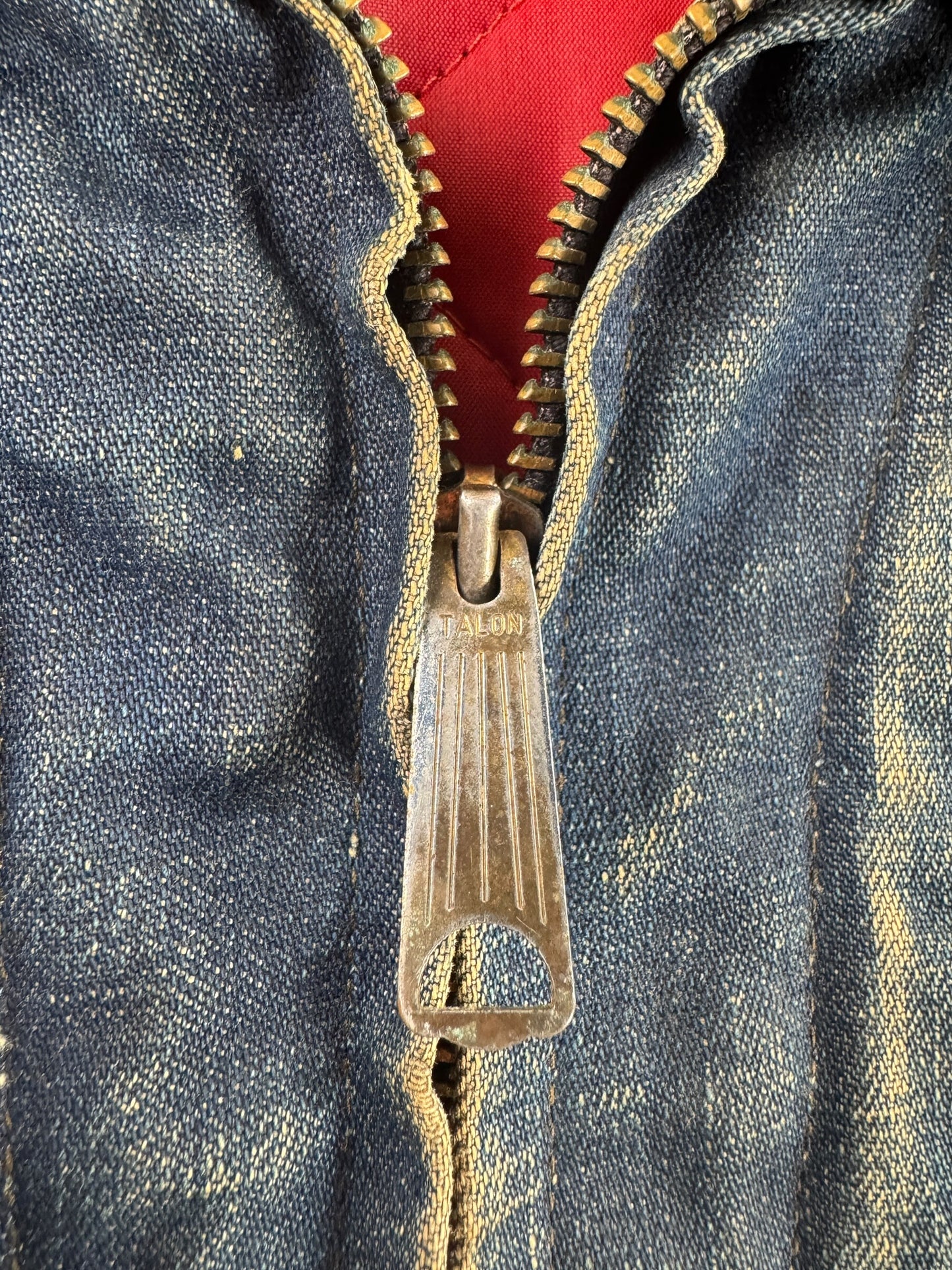 Zipper on Vintage 70s Era Lee 191-LB Denim Jacket SZ 38