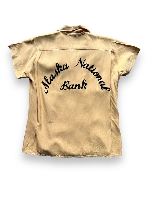 back of Vintage Alaska National Bank Rayon Ladies Bowling Shirt SZ S | Vintage Bowling Shirt Seattle | Barn Owl Vintage Seattle