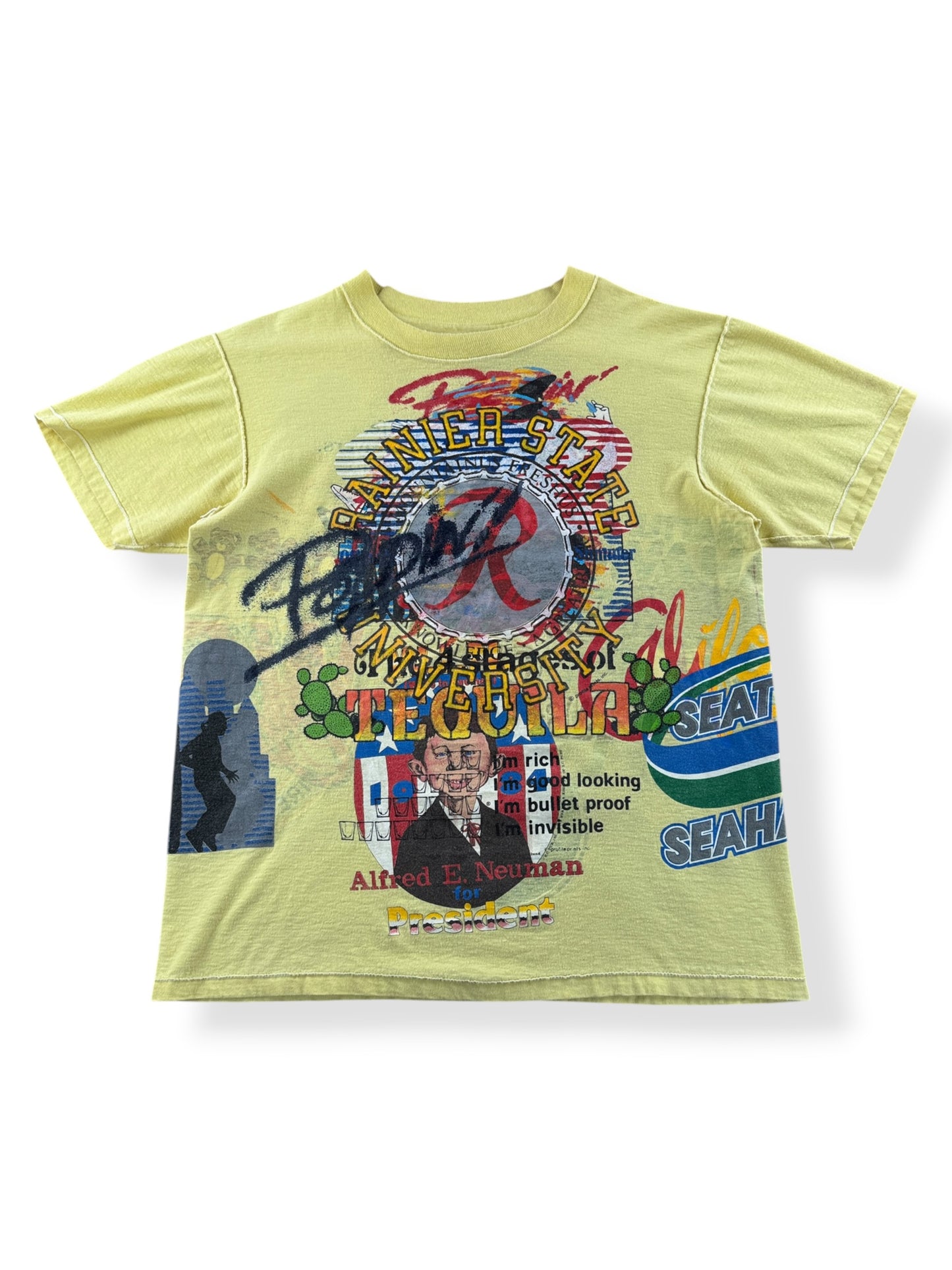 Vintage 1990s Washington Test Print Tee SZ M turned inside out