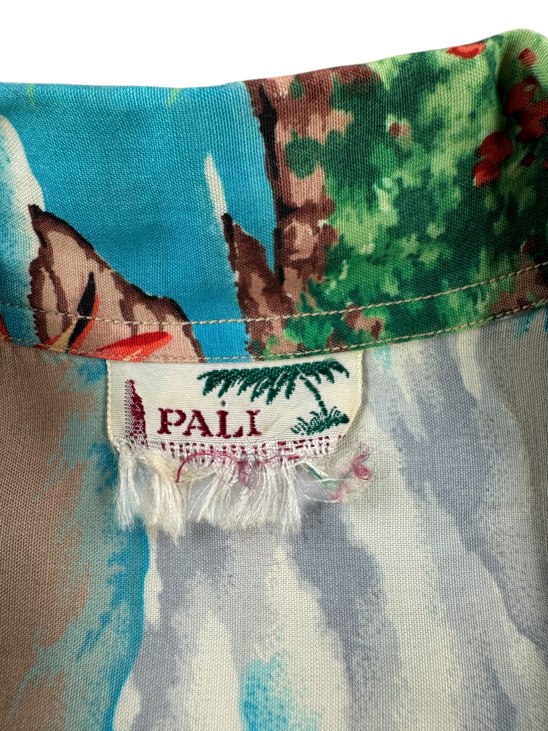 Tag on Vintage Pali Rayon Aloha Shirt SZ M