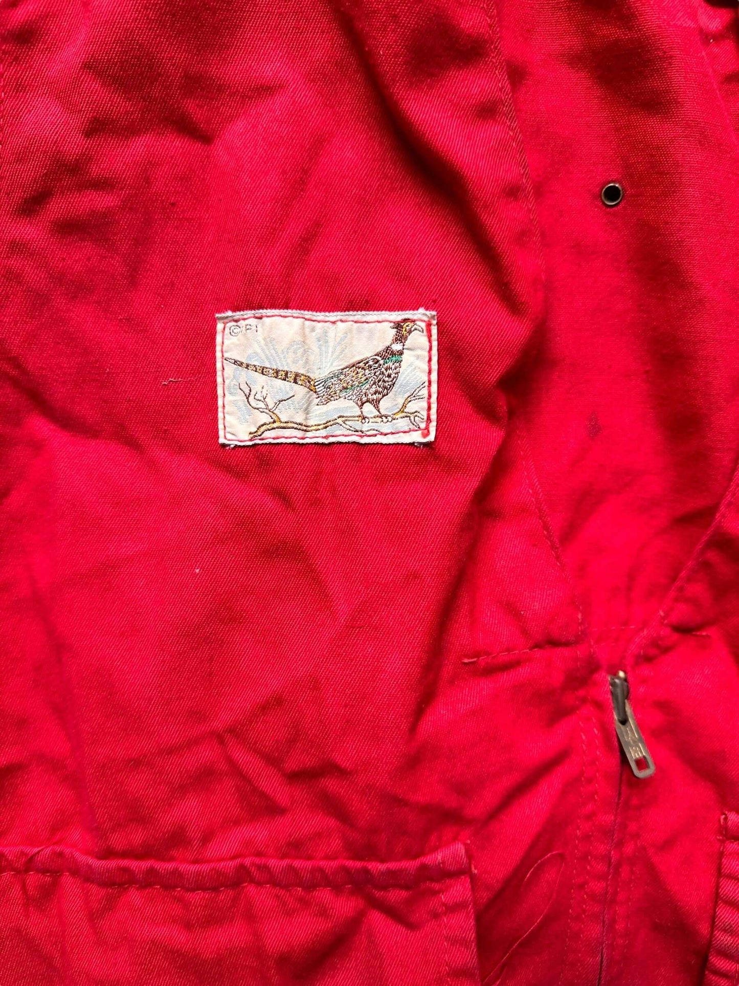 Pheasant Photo on Vintage Red Ideal Hunting Vest SZ L