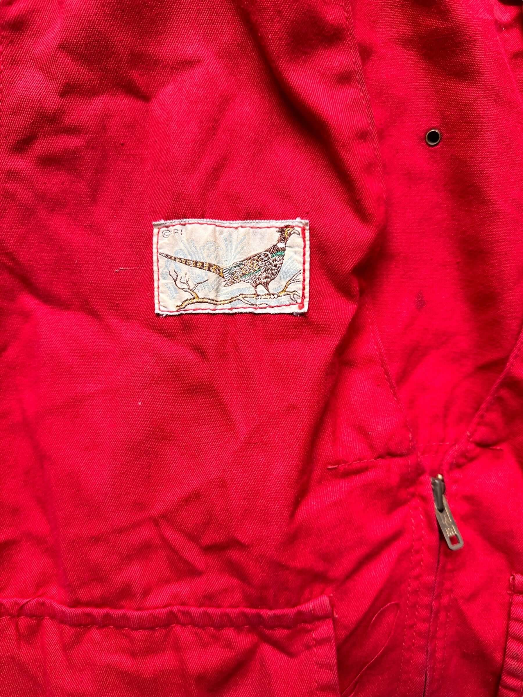 Pheasant Photo on Vintage Red Ideal Hunting Vest SZ L