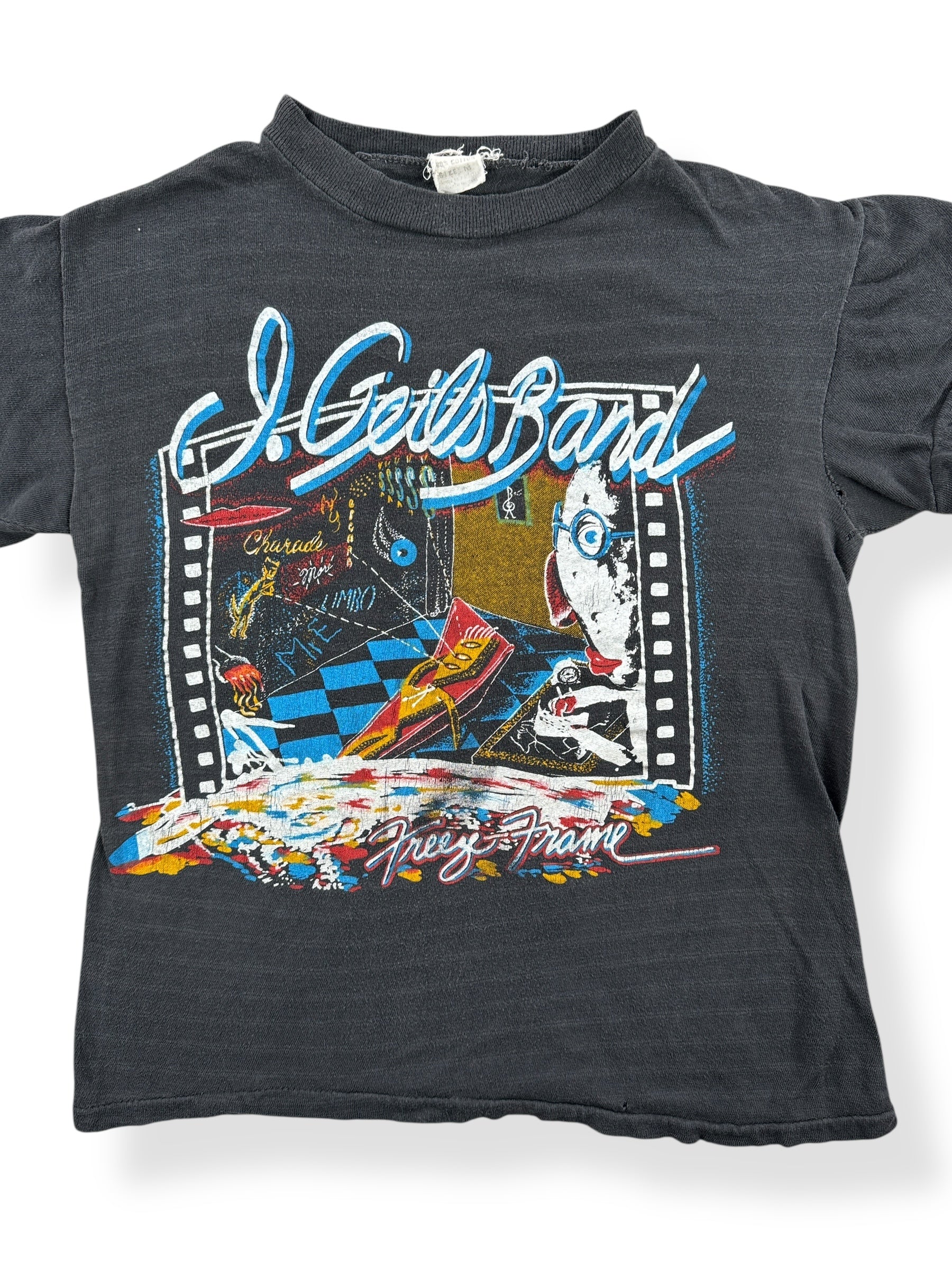 Front Close Up of Vintage J Geils Band Freeze Frame Parking Lot Boot Tee SZ S