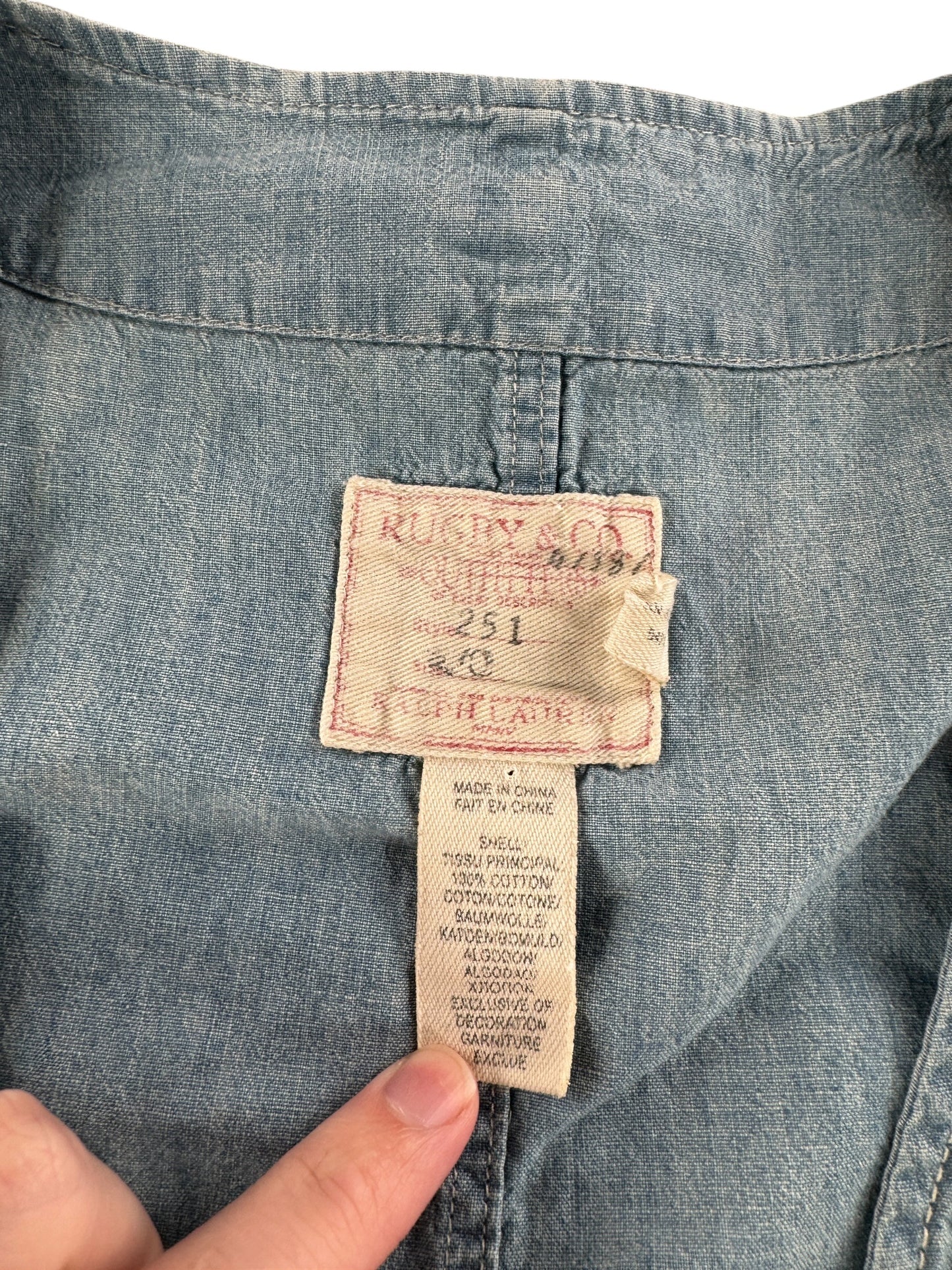 Tag on Vintage Ralph Lauren Half Moon Chambray Vest SZ XXL (Fits XL)