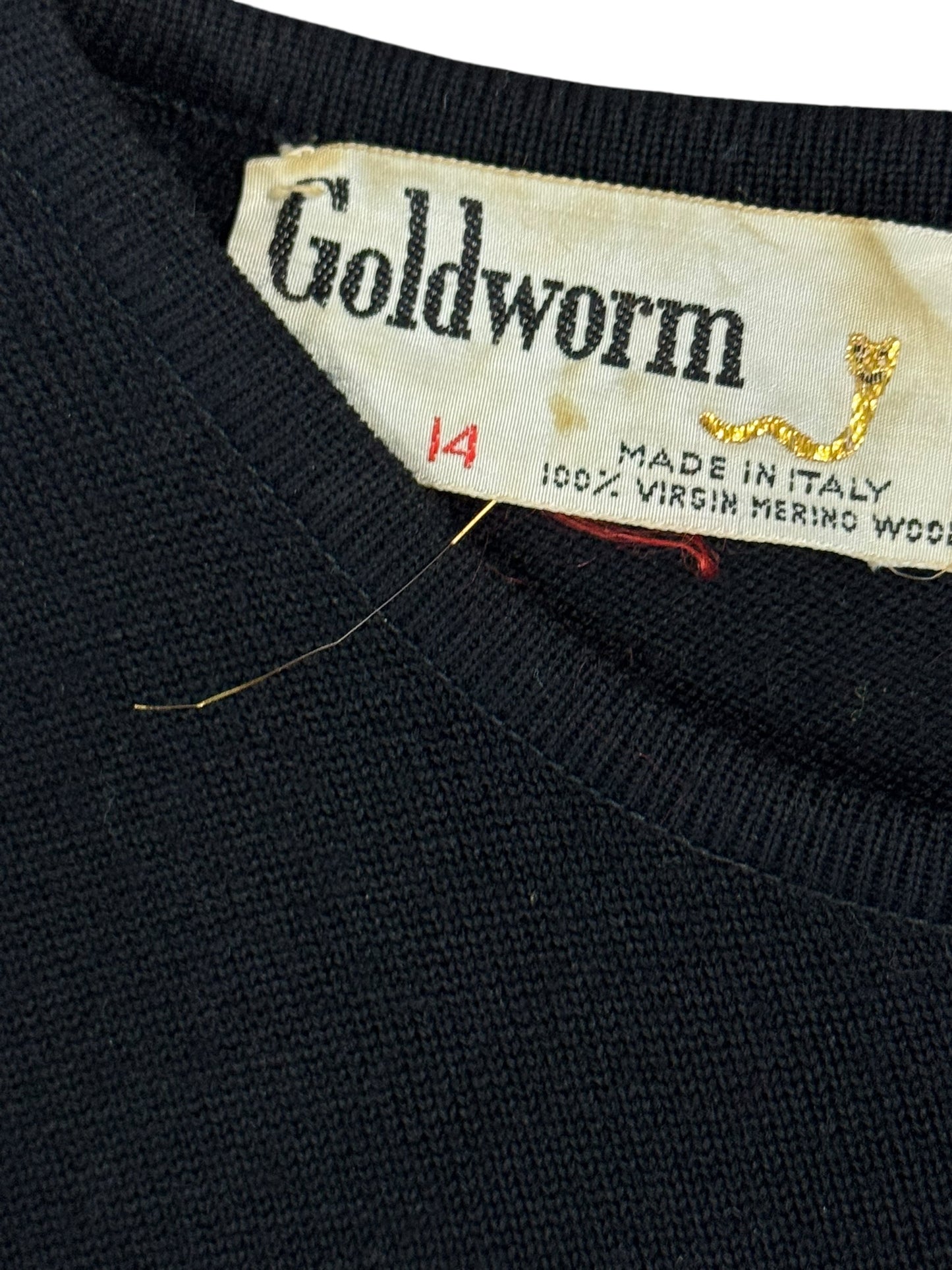 Tag of 70s Goldworm Wool Stripe Dress M-L