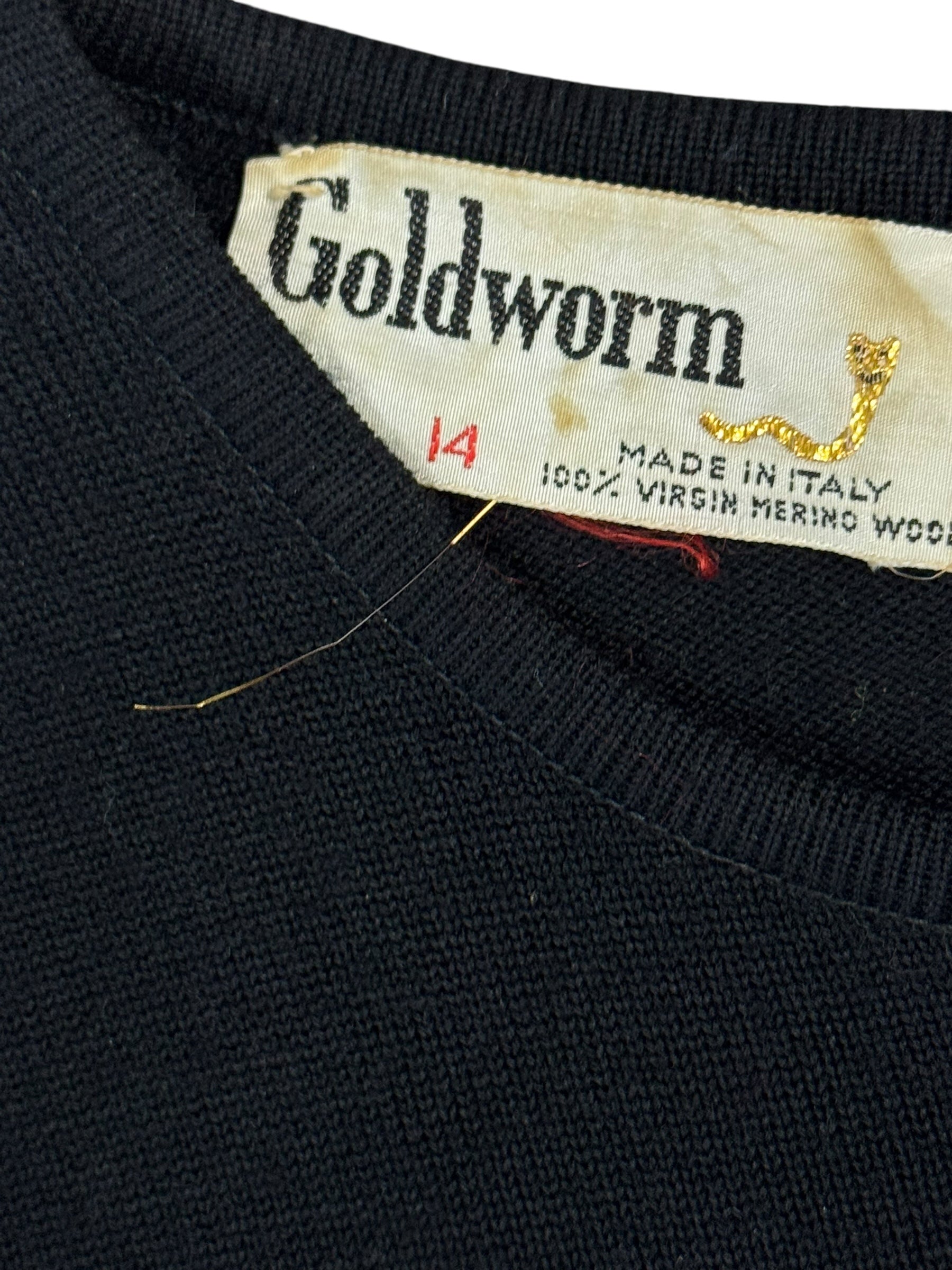 Tag of 70s Goldworm Wool Stripe Dress M-L
