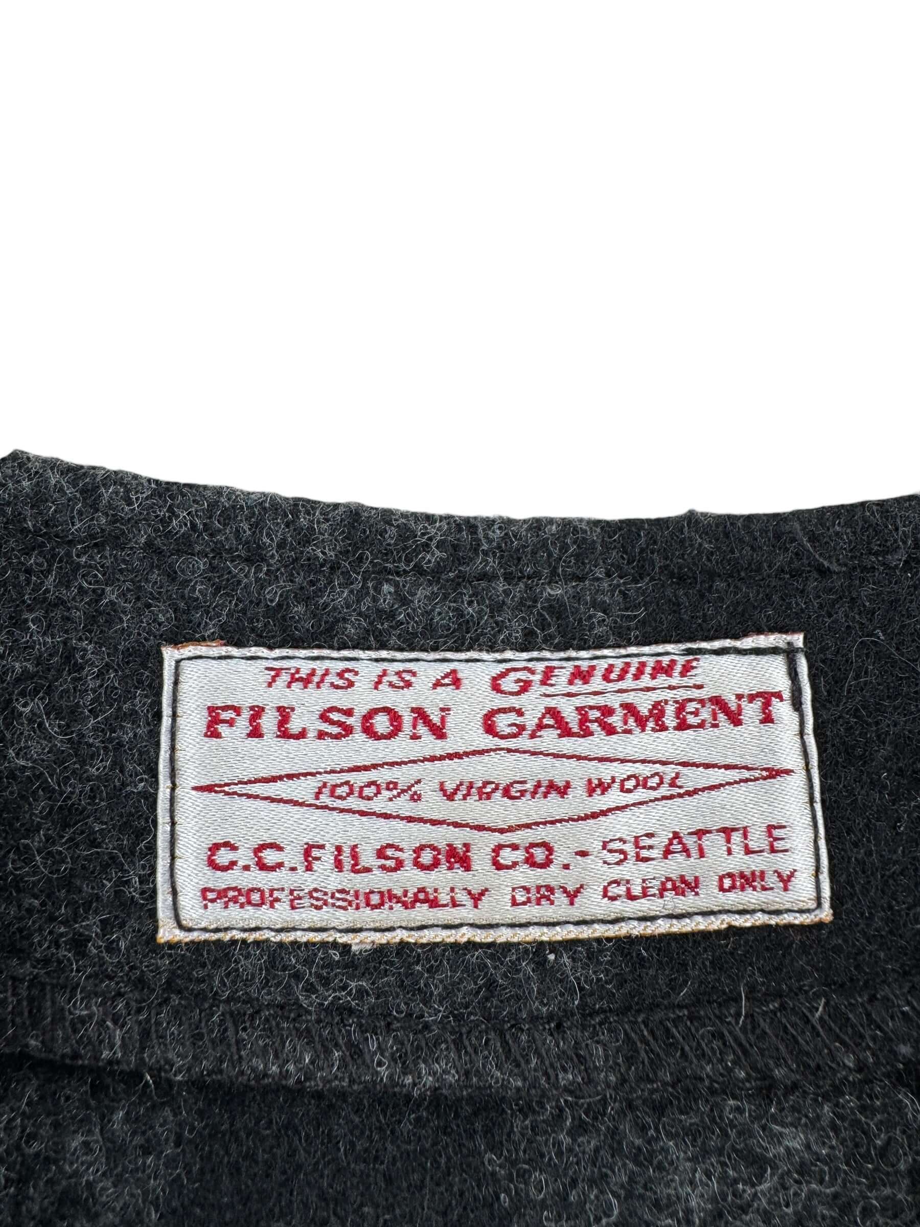 Tag on Vintage Filson Charcoal Plaid Mackinaw Vest SZ M