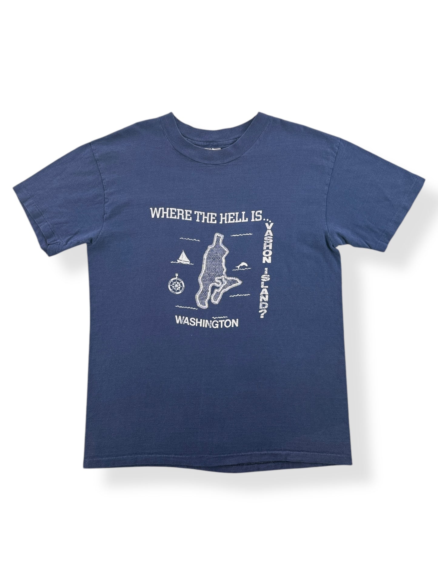 Front of Vintage Where the Hell is Vashon Island Tee SZ L