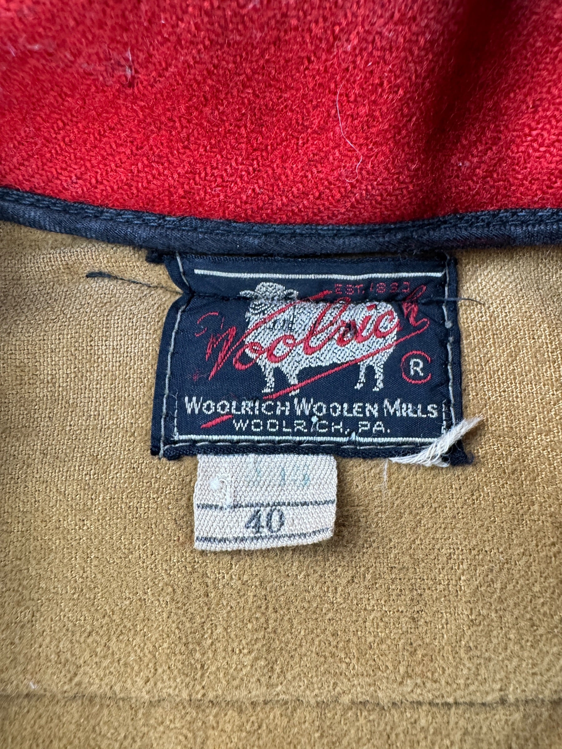 Label on Vintage 40s/50s Woolrich 2 Piece Hunting Set