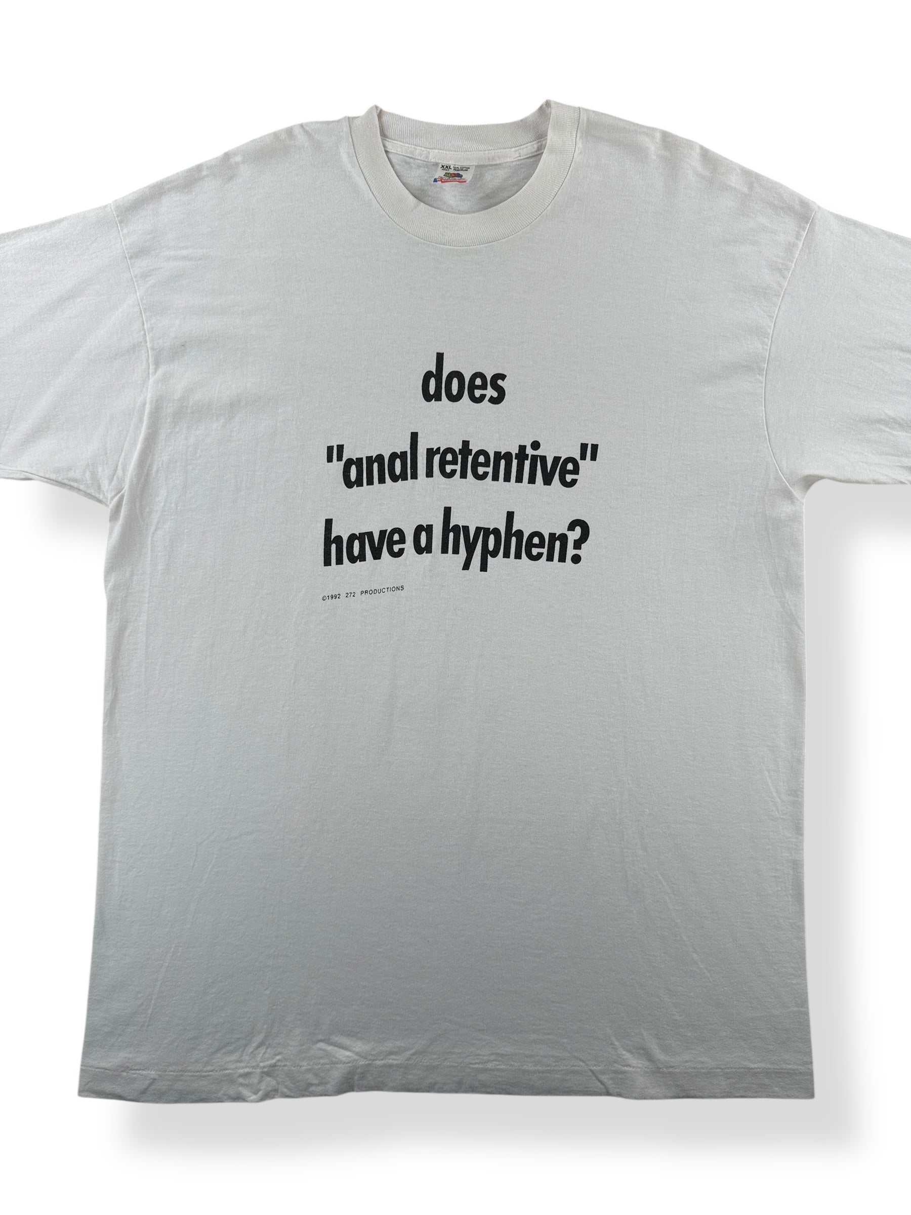 Front Close Up of Vintage Anal Retentive Joke Tee SZ XL