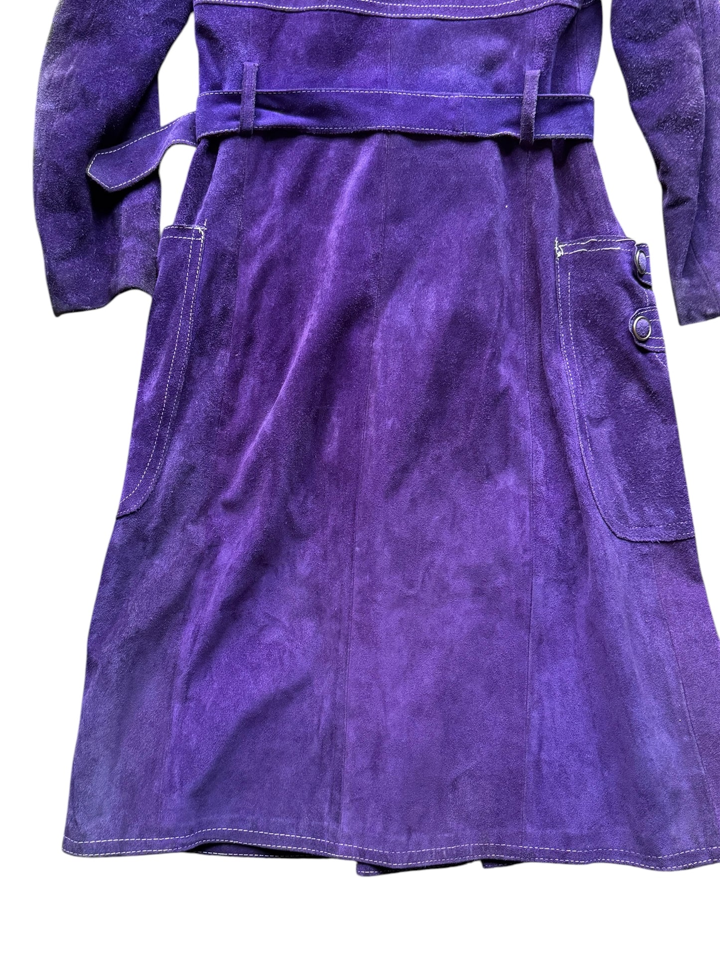 Back view of 1960s Purple Suede Trench Coat S