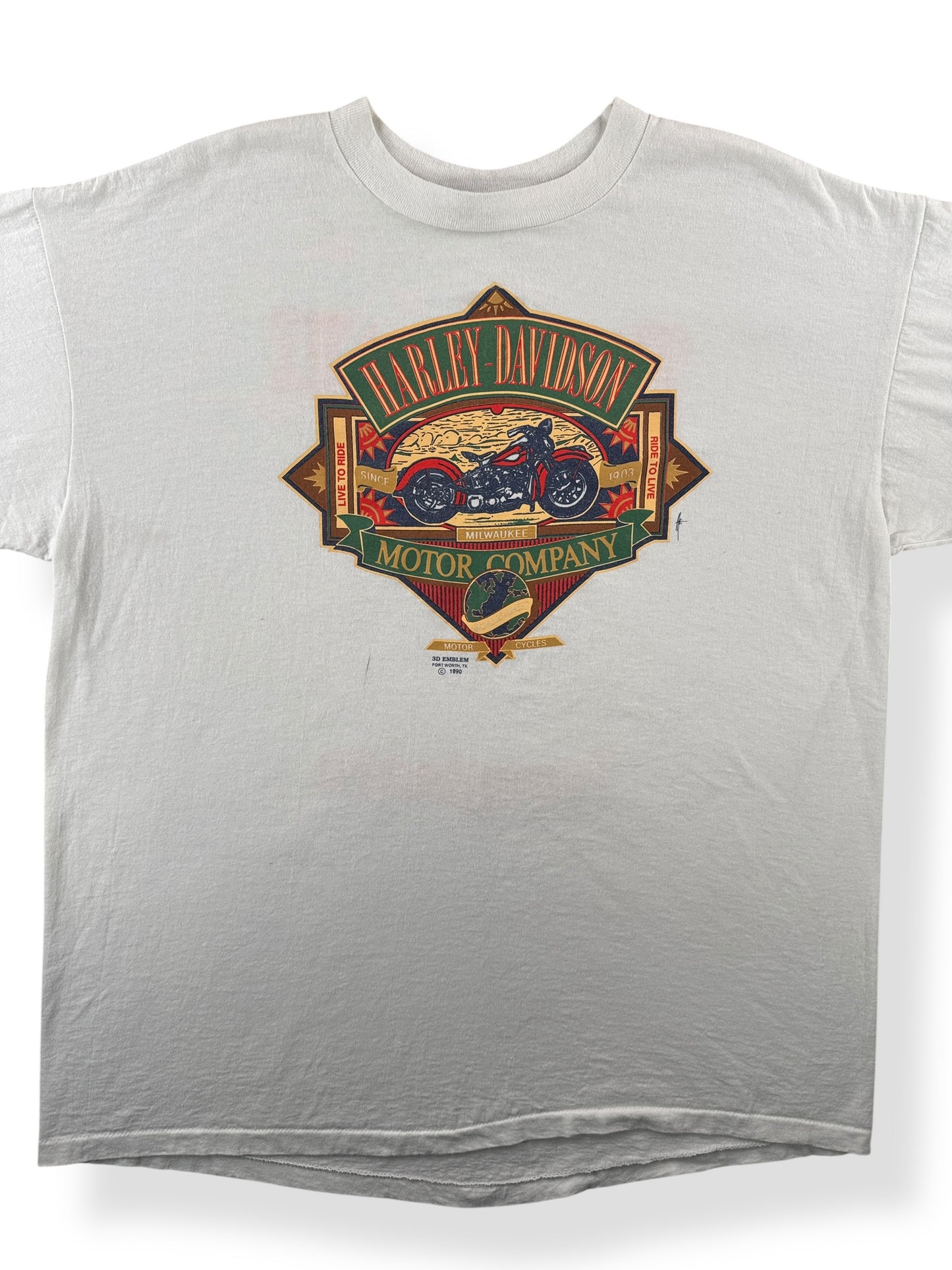 Front Close Up of Vintage 1990 Harley Brothers III Tee SZ XXL (Fits XL)