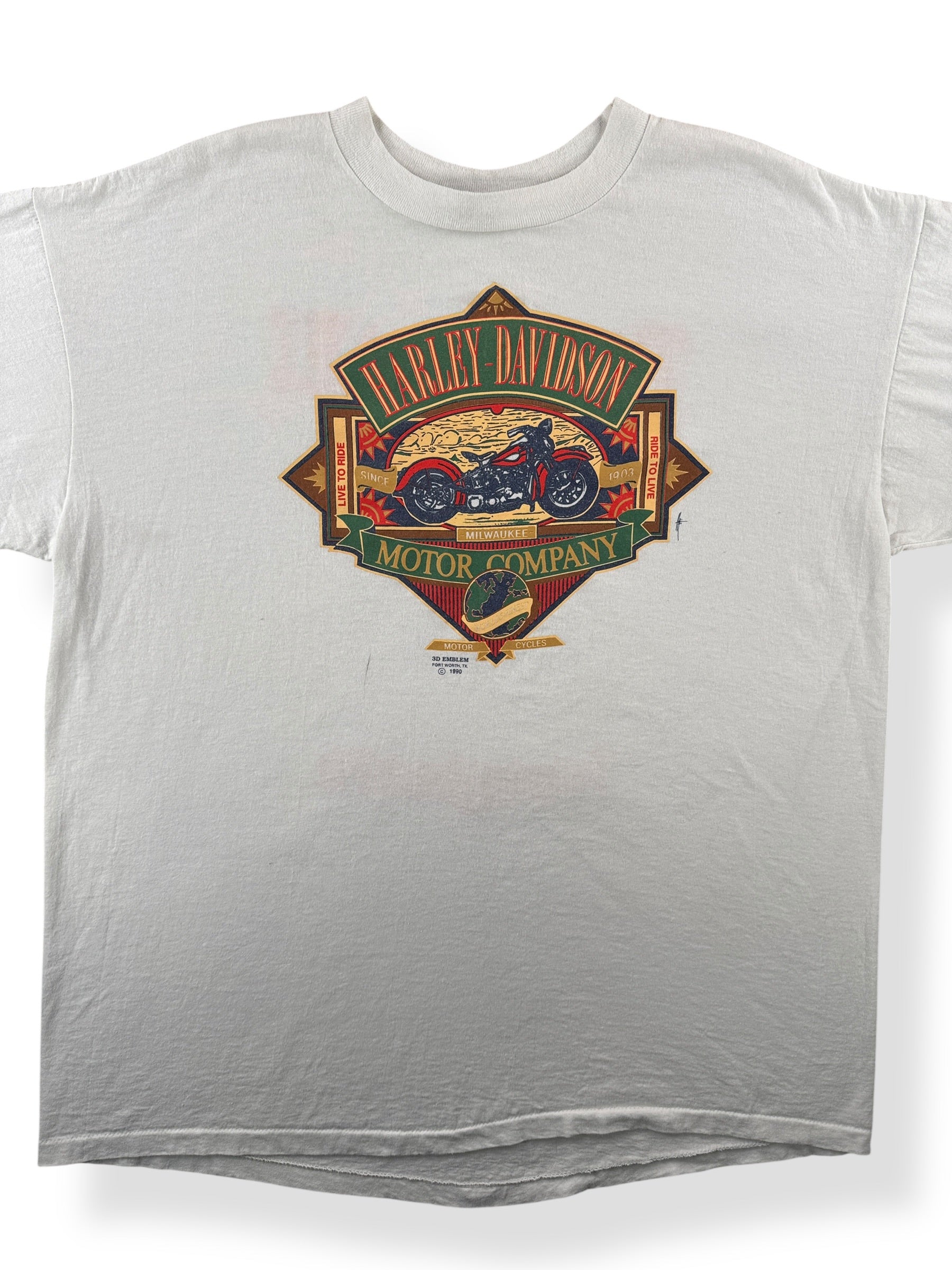 Front Close Up of Vintage 1990 Harley Brothers III Tee SZ XXL (Fits XL)