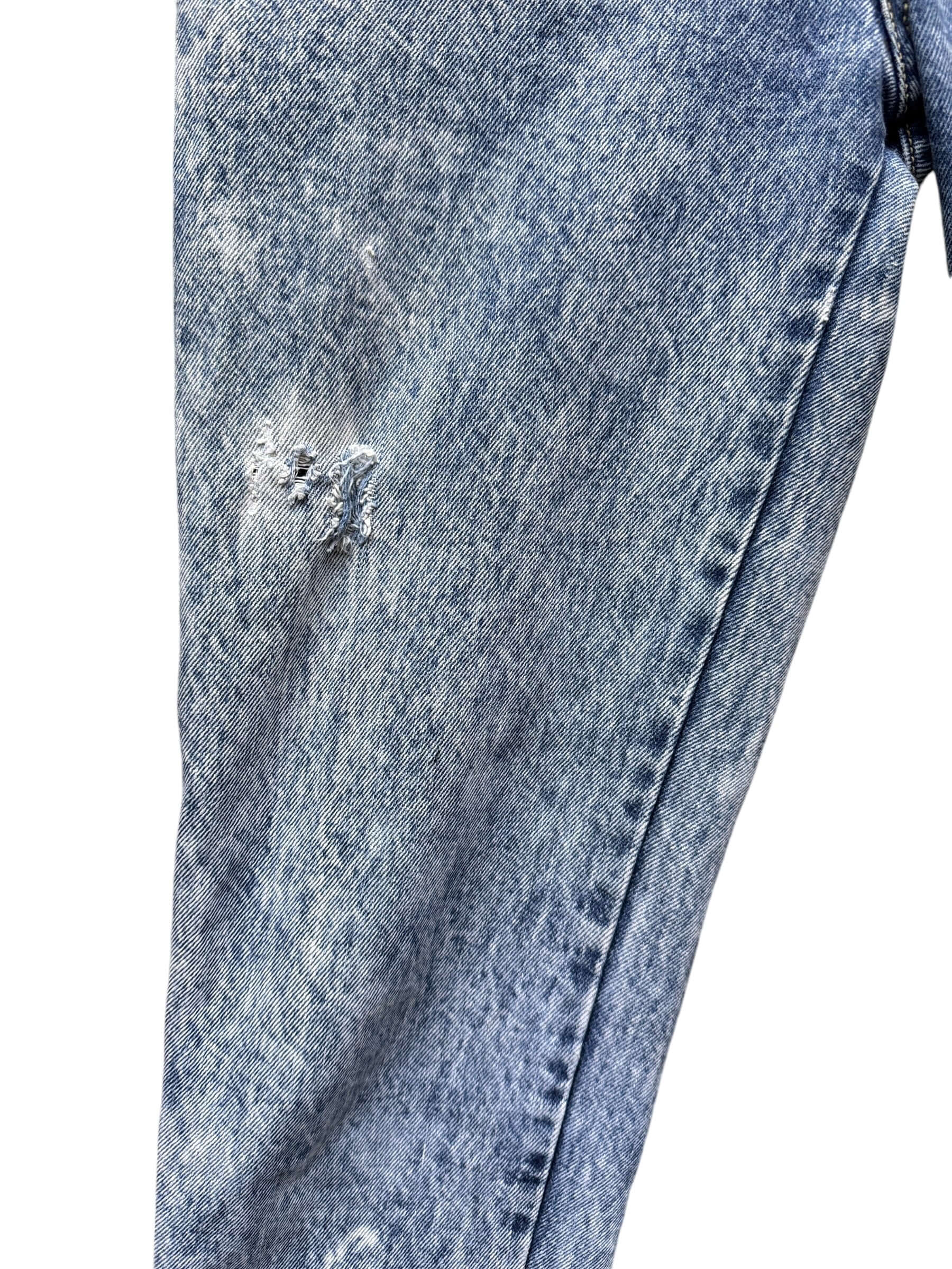 Hole on right leg Vintage 80s Acid Wash Bongo Jeans W27