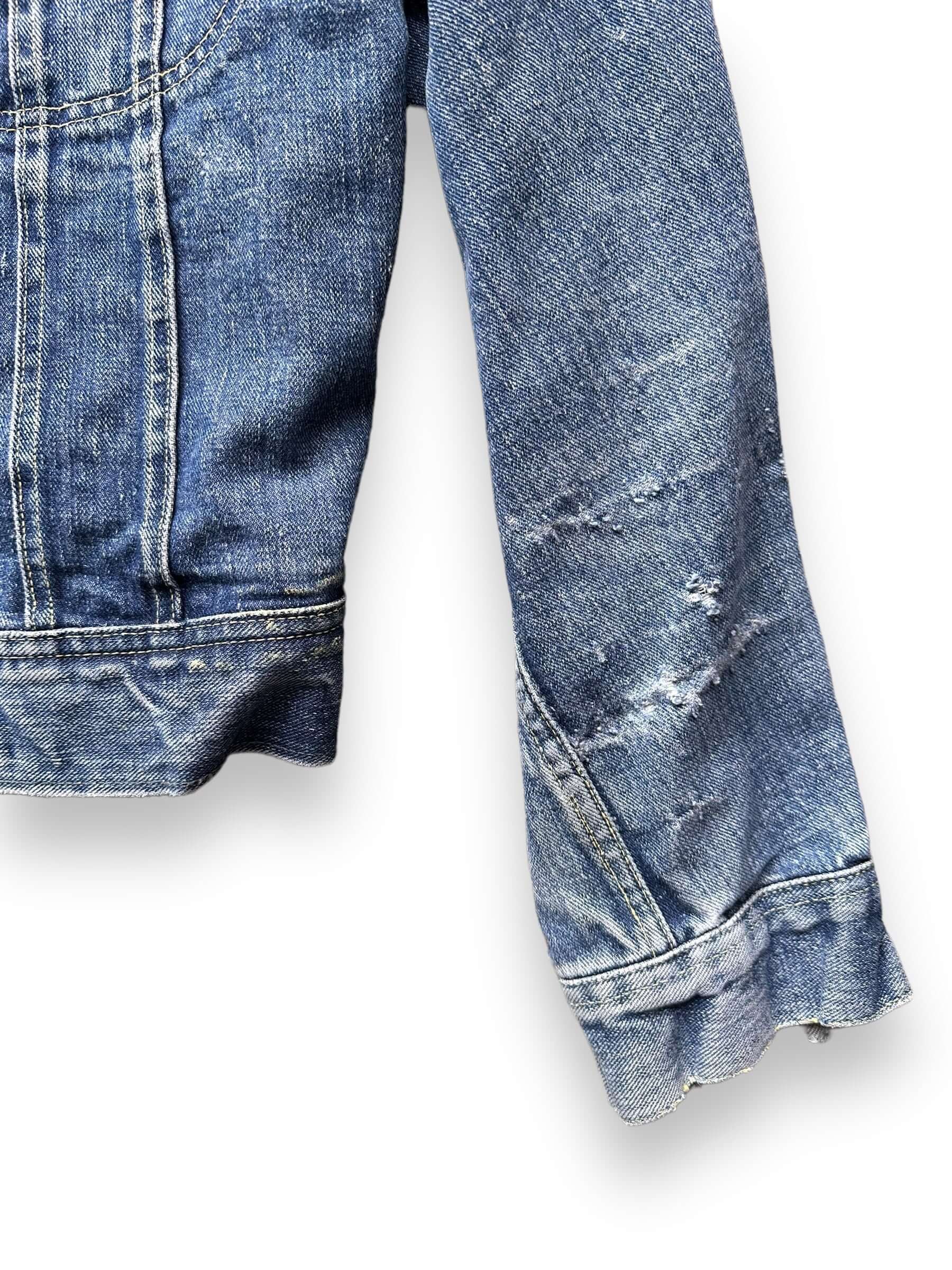 Damage on Left Arm on Vintage Lee 101-J Denim Jacket SZ 40 | Vintage Denim Workwear Seattle