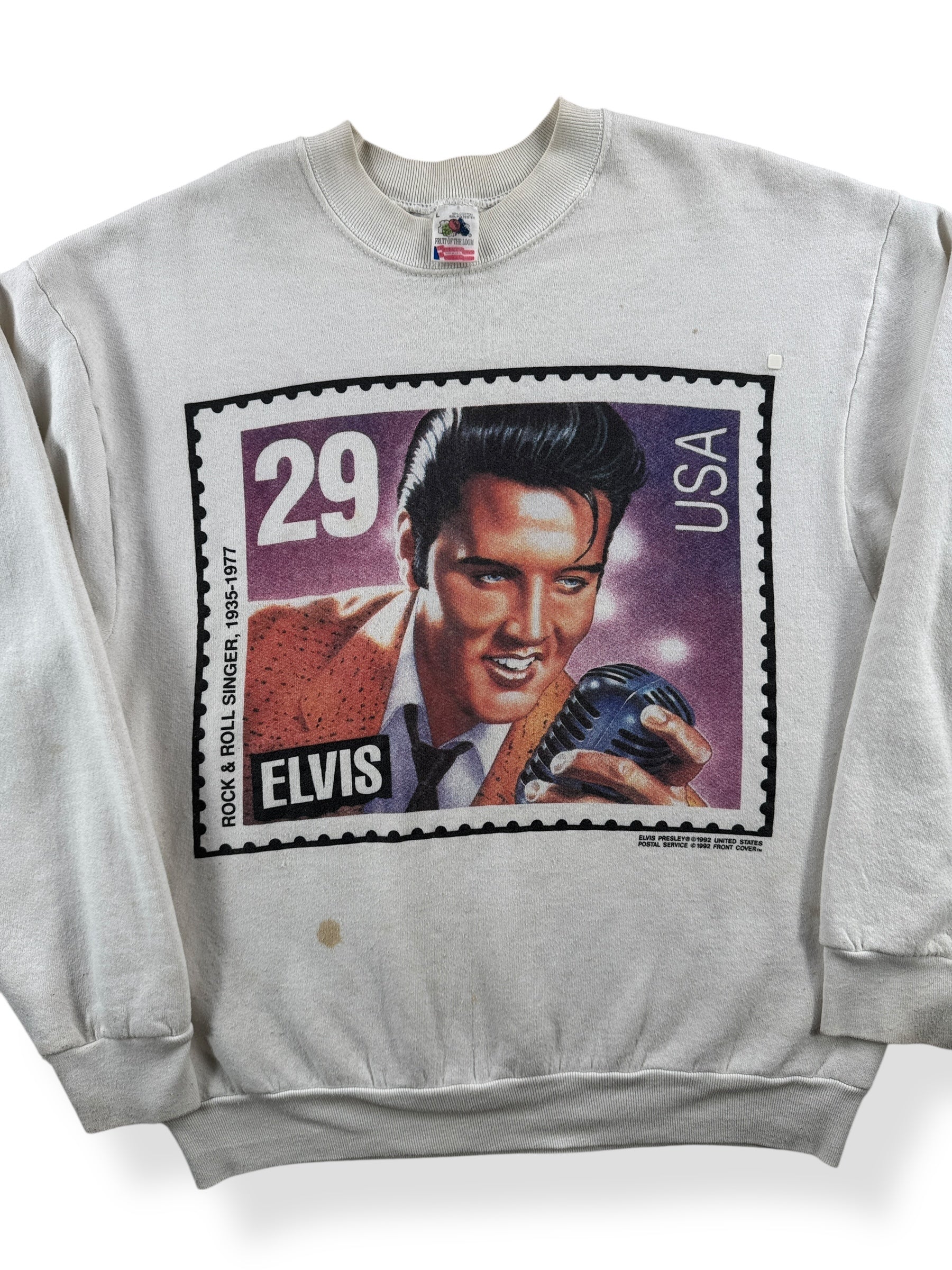 Front Close Up of Vintage Elvis Presley Crewneck AS IS SZ L