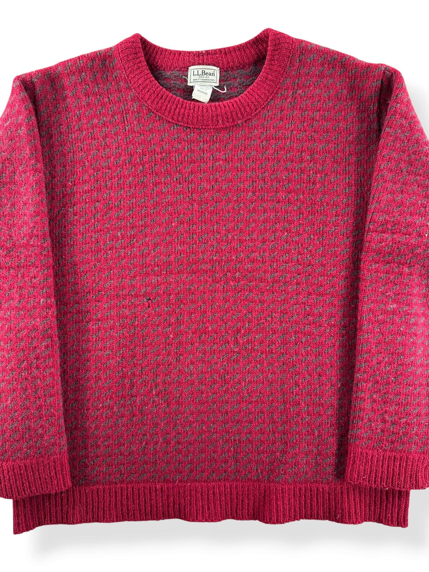 Front Close Up of Vintage L.L. Bean Nordic Wool and Rayon Birdseye Sweater SZ M