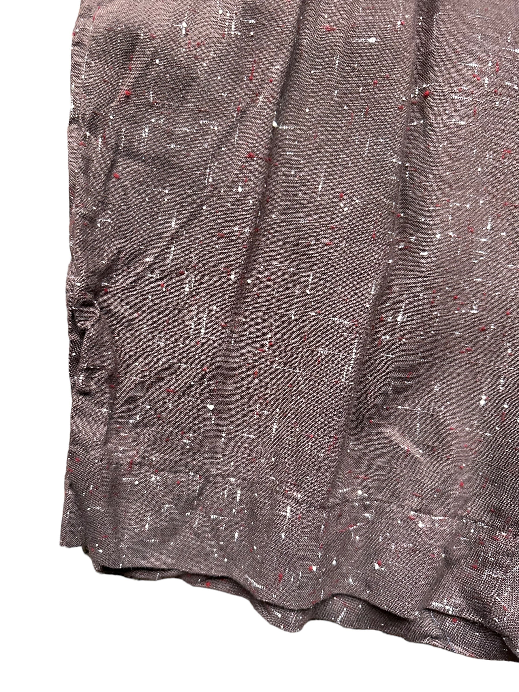 Close Up of Pattern on Vintage Atomic Fleck Rayon Shorts W30 |  Barn Owl Vintage Goods | Vintage Shorts Seattle