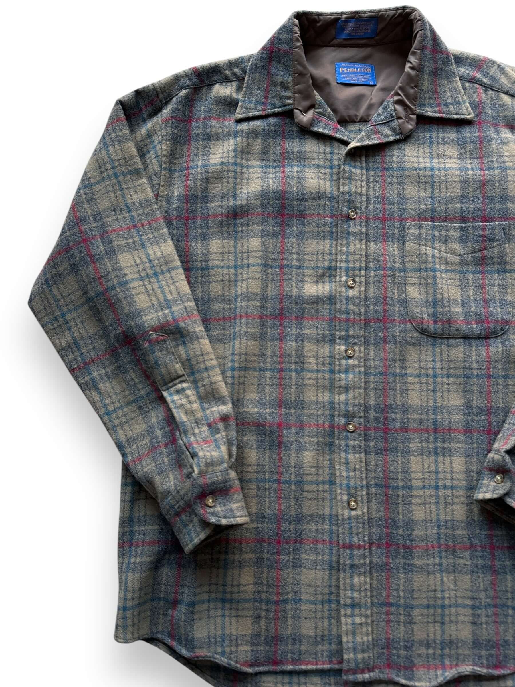 front right of Vintage Pendleton Beige/Red/Navy Flannel SZ L