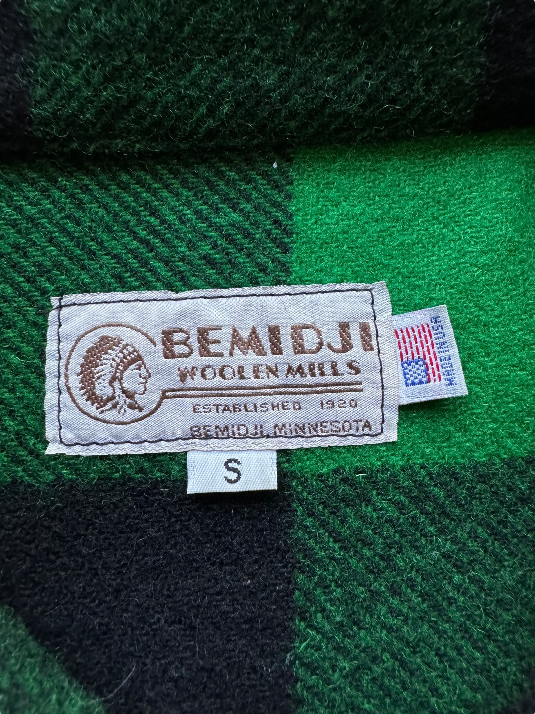 tag on Vintage Bemidji Woolen Mills Green Wool Jacket SZ S