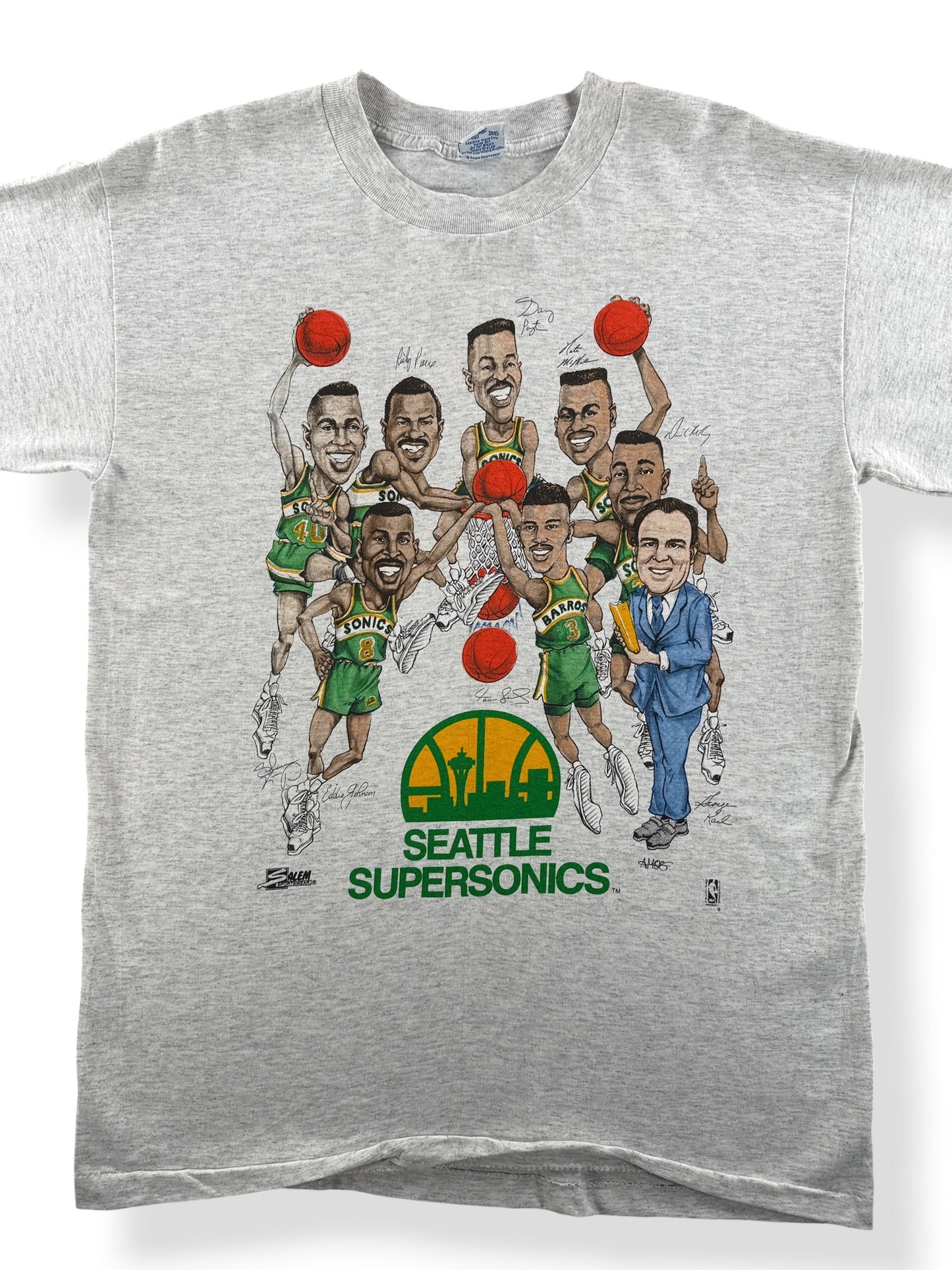 Front Close Up of Vintage Deadstock Seattle Sonics Tee SZ L