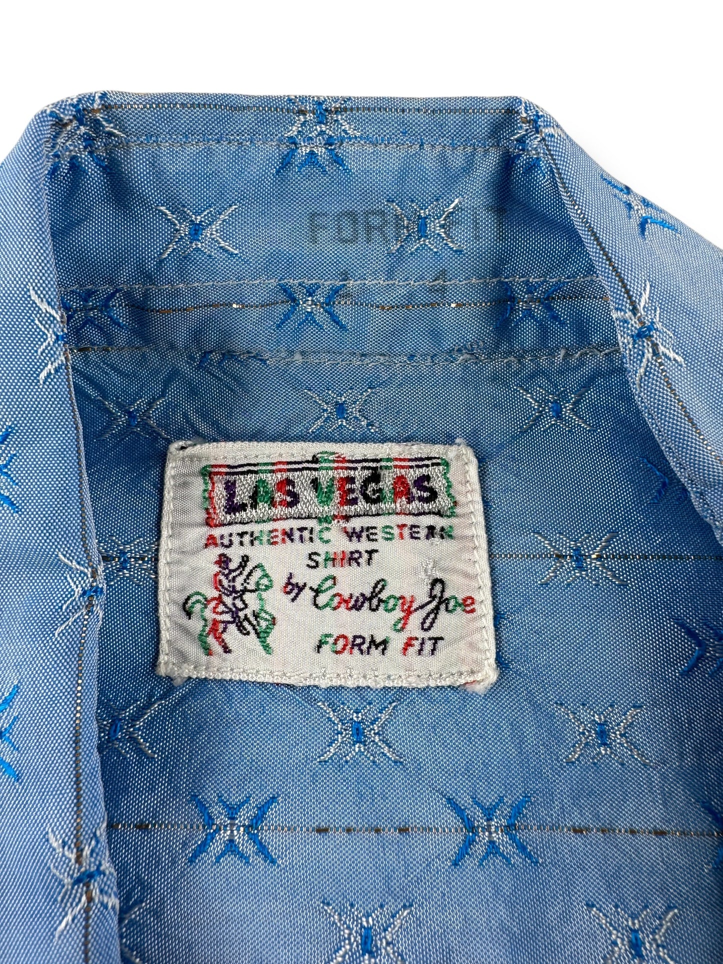 Label on Vintage Cowboy Joe Las Vegas Pearl Snap SZ L
