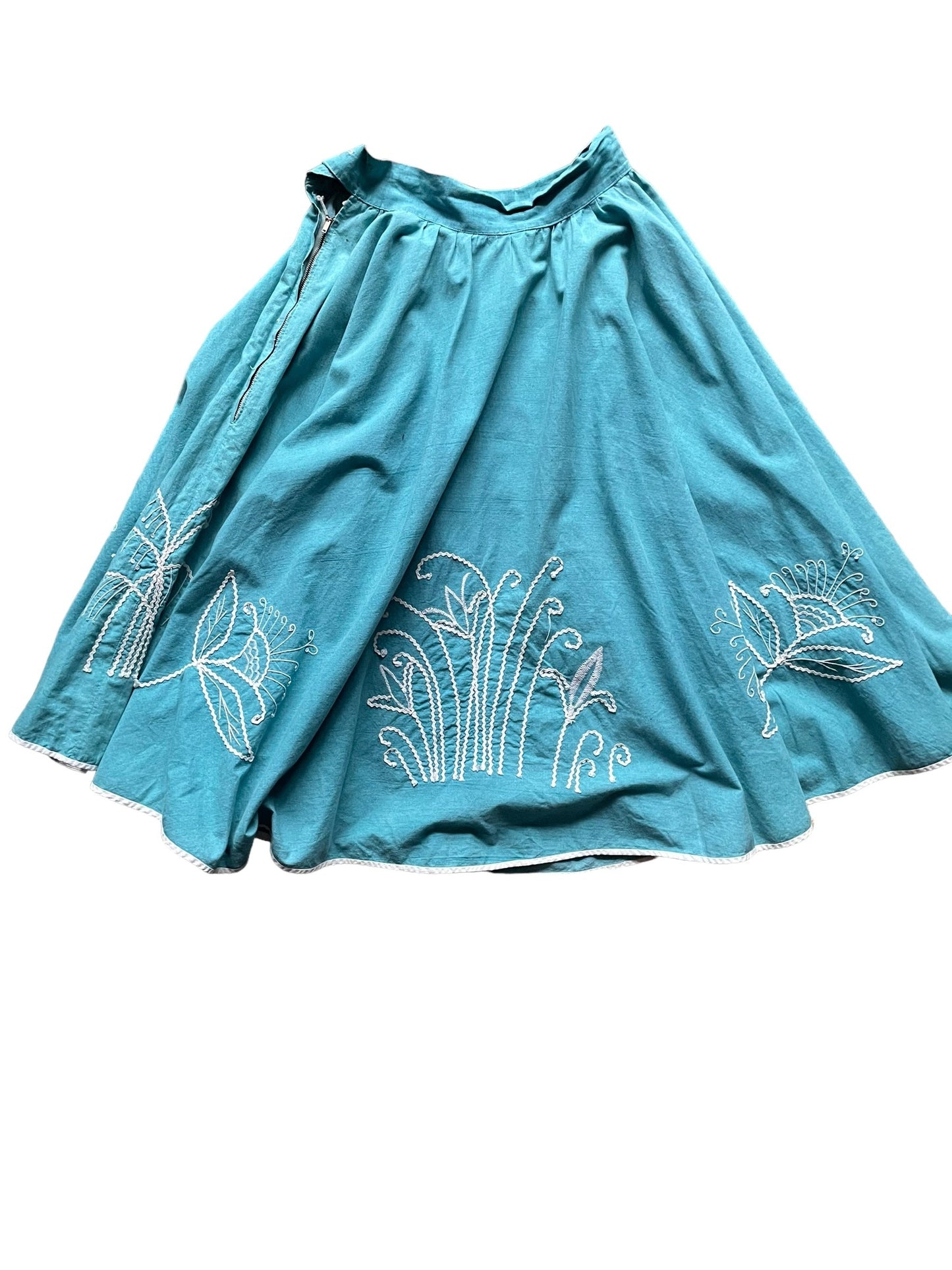 Full back view of Vintage 1950s Ricrac Circle Skirt SZ XS | Vintage Ladies Clothing | Barn Owl Seattle