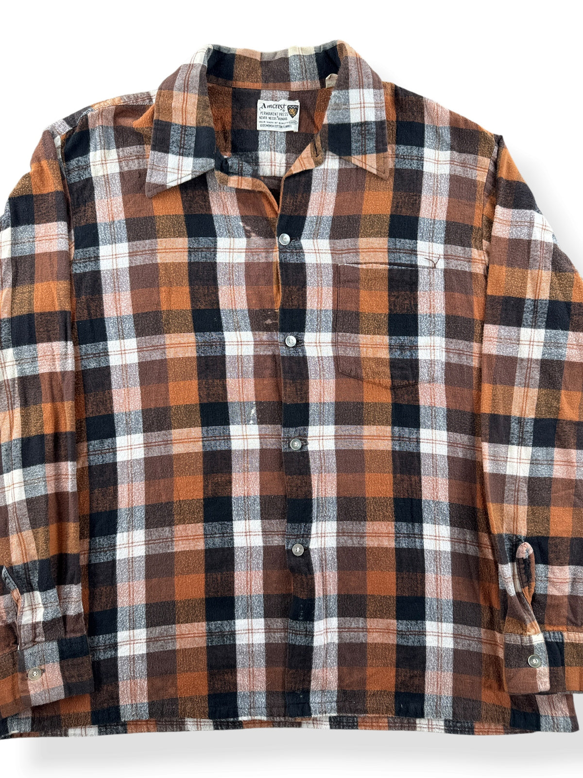 Close-up of Vintage Amcrest Cotton Flannel SZ L - AS IS