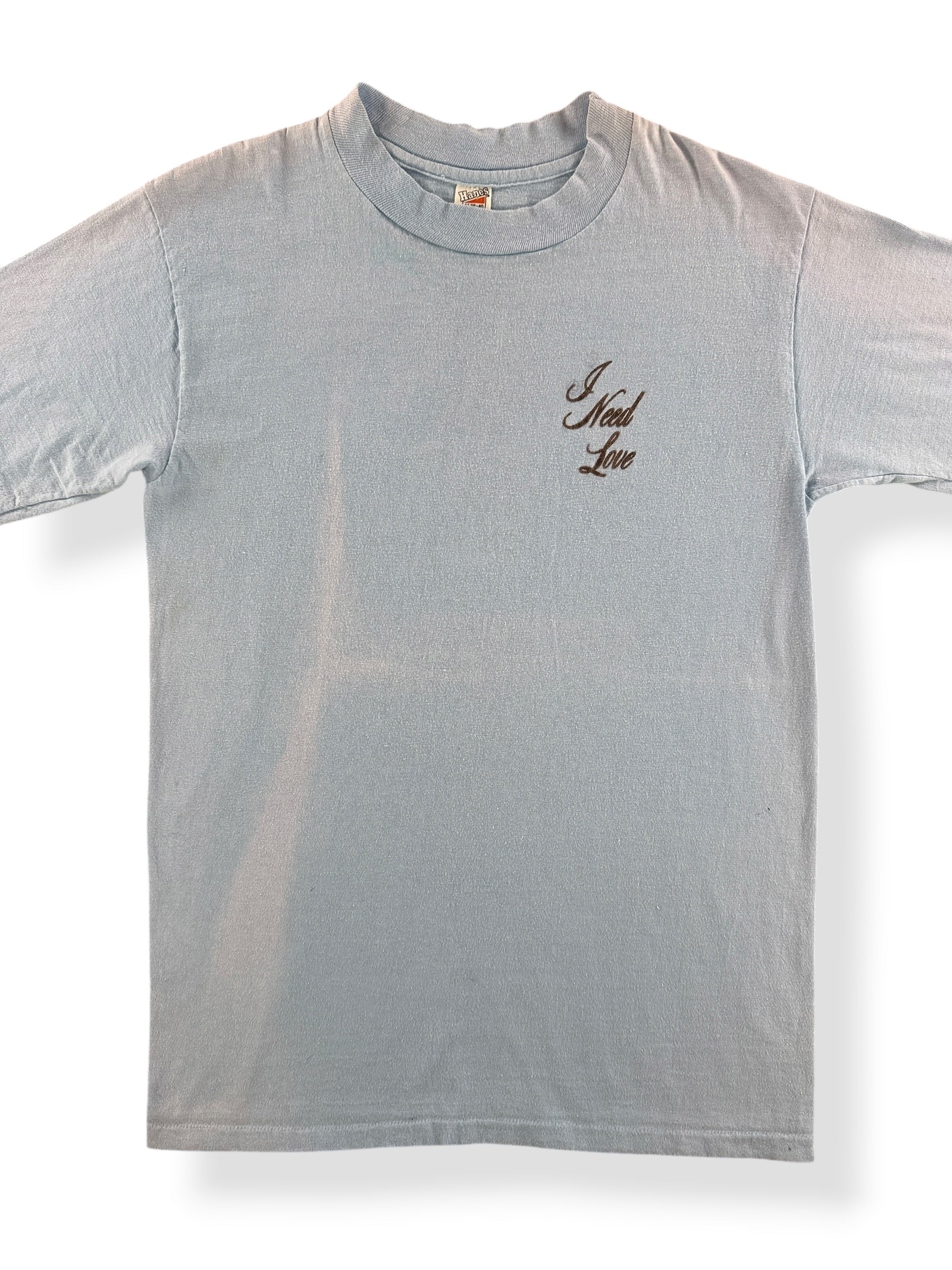 Front Close Up of Vintage 1970s I Need Love Tee SZ M (Fits S)