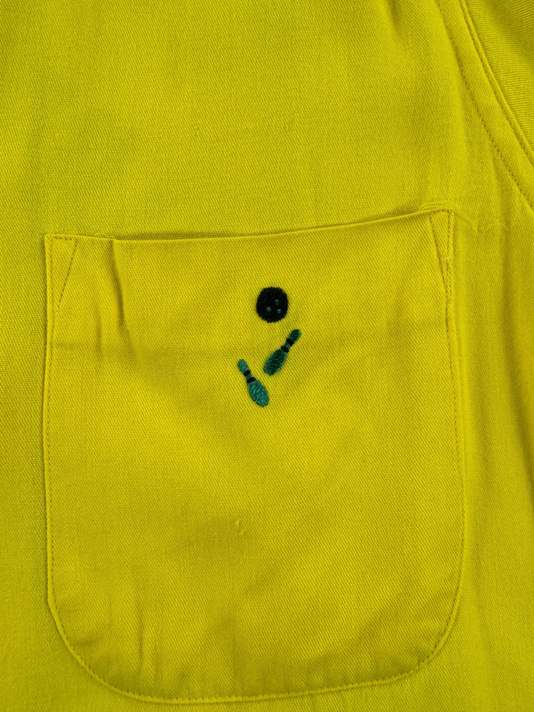 Pocket on Vintage Sauder Tank Yellow Bowling Shirt SZ S