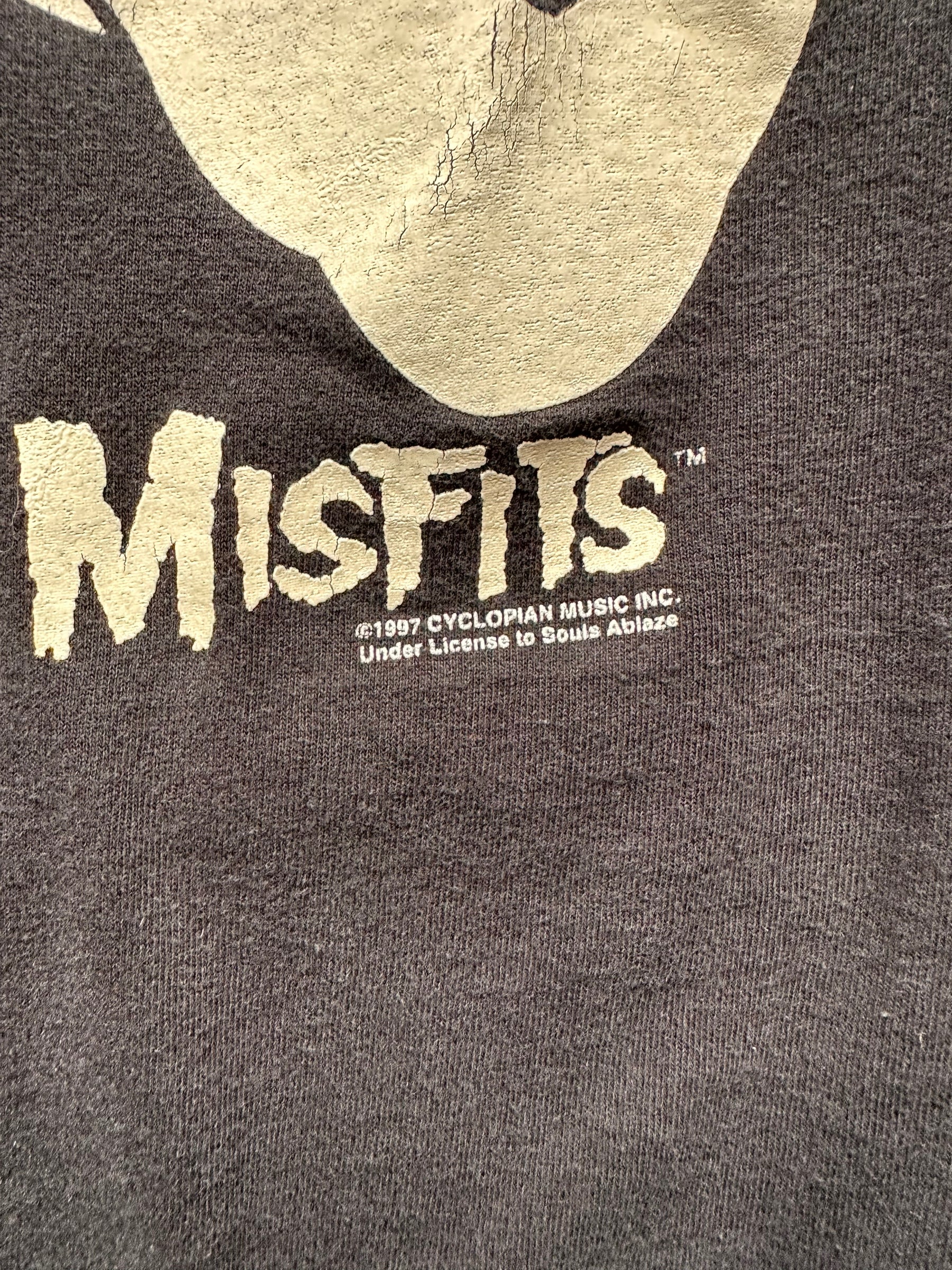1997 Misfits Copyright View on Vintage Long Sleeve Two-Sided Misfits Skeleton Tee SZ XL |  Barn Owl Vintage Clothing | Vintage Misfits Tees Seattle