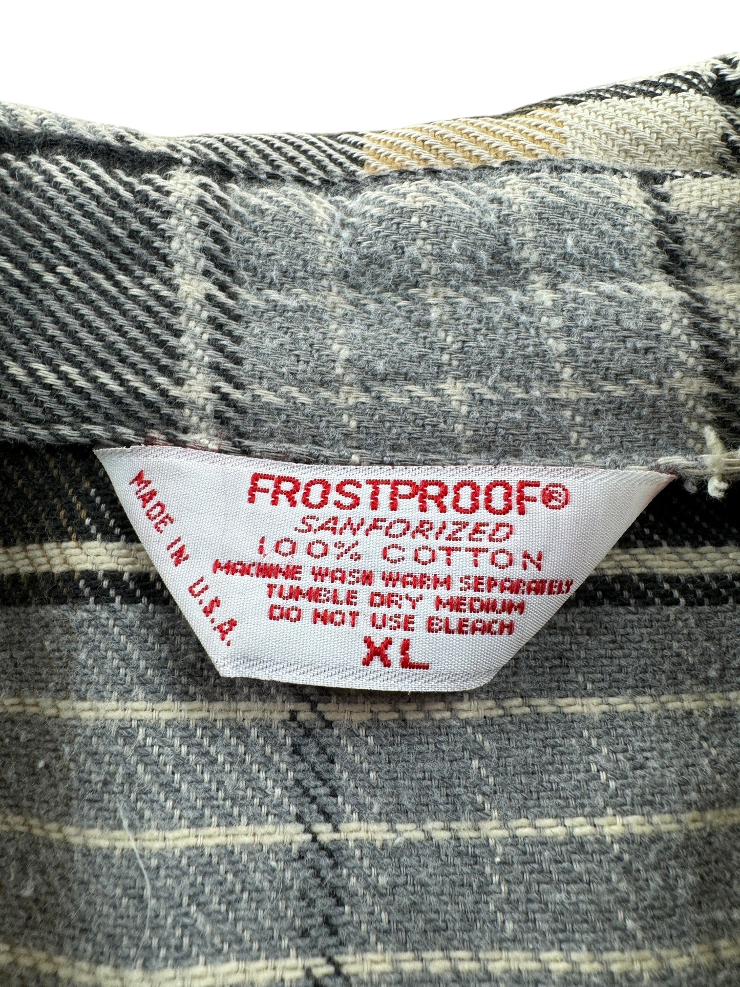 Tag on Vintage Frostproof Cotton Flannel SZ XL