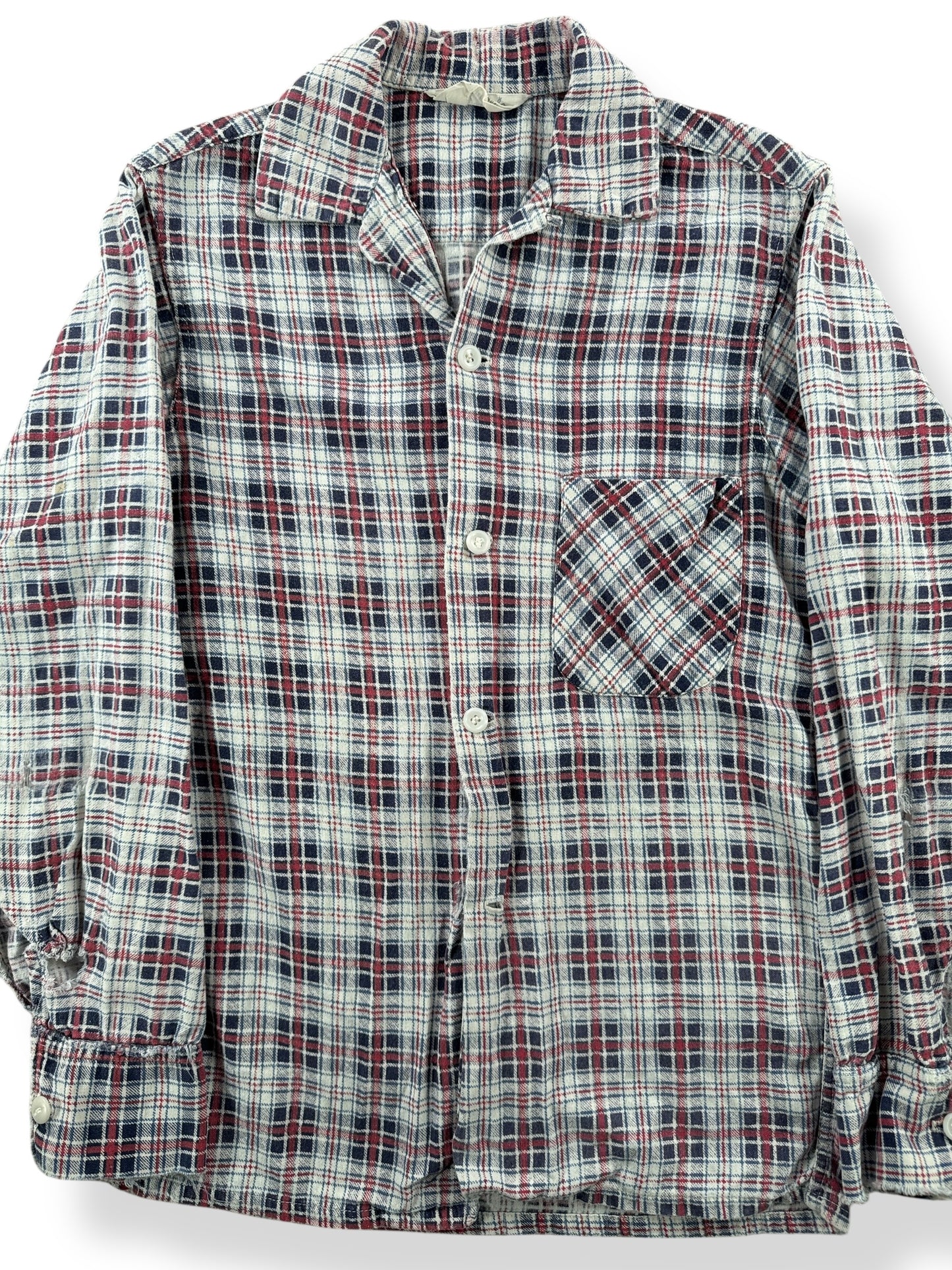 Front Close Up of Vintage California Printed Cotton Flannel SZ XS AS IS
