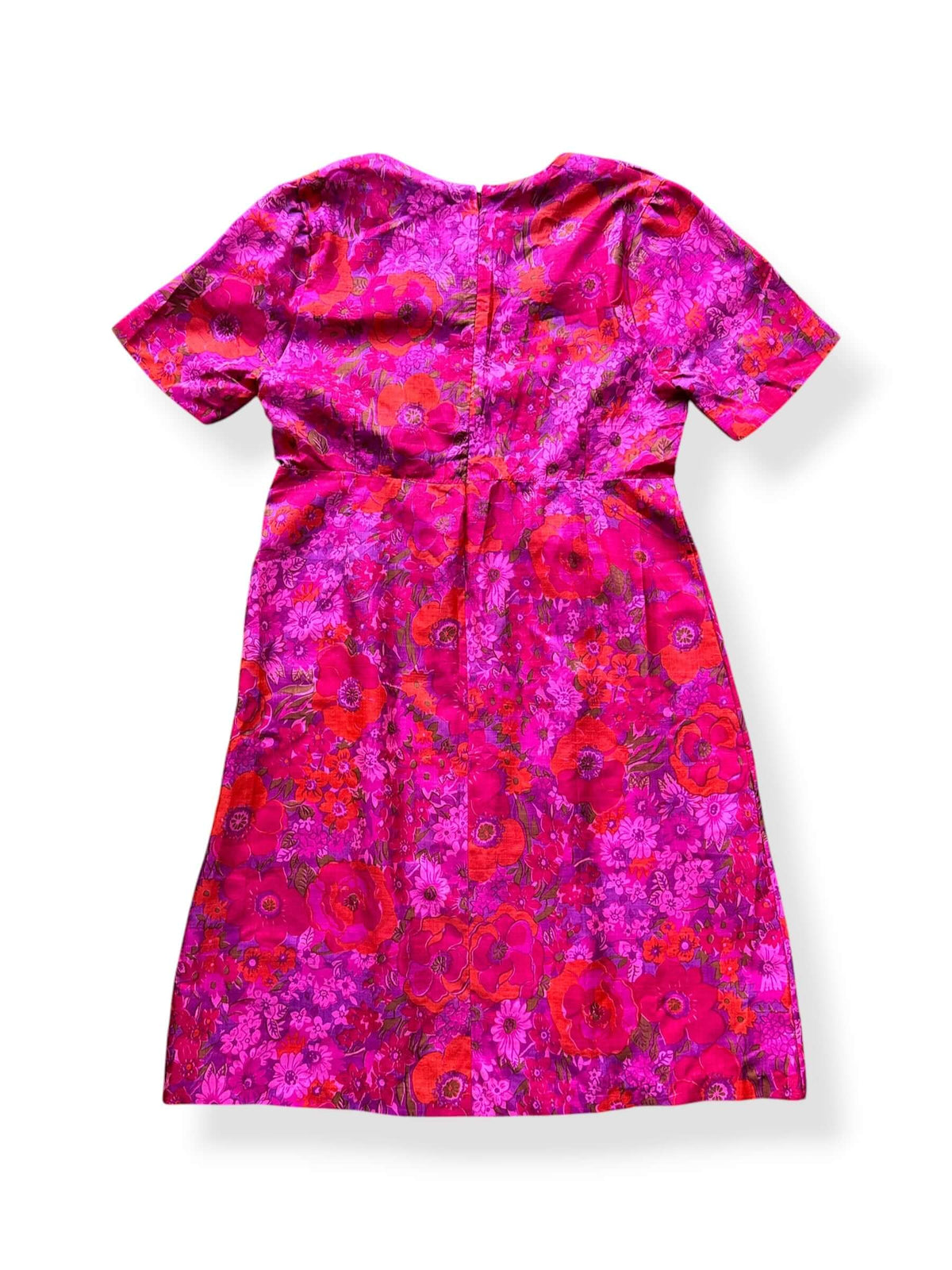 Back of Vintage 1960s Pink Floral Silk Dress