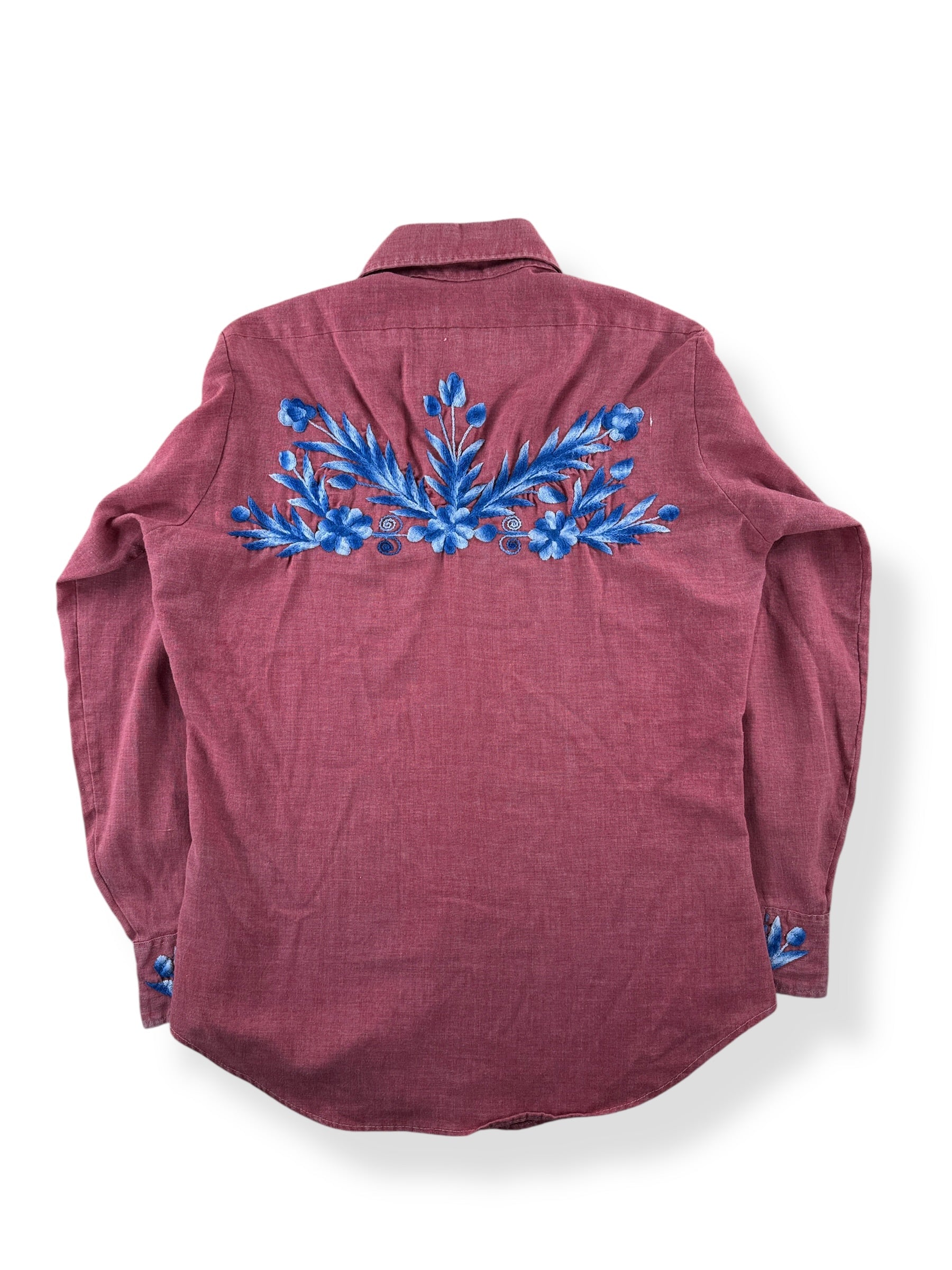 Back of Vintage Levis 50/50 Burgundy Button Up Shirt SZ M